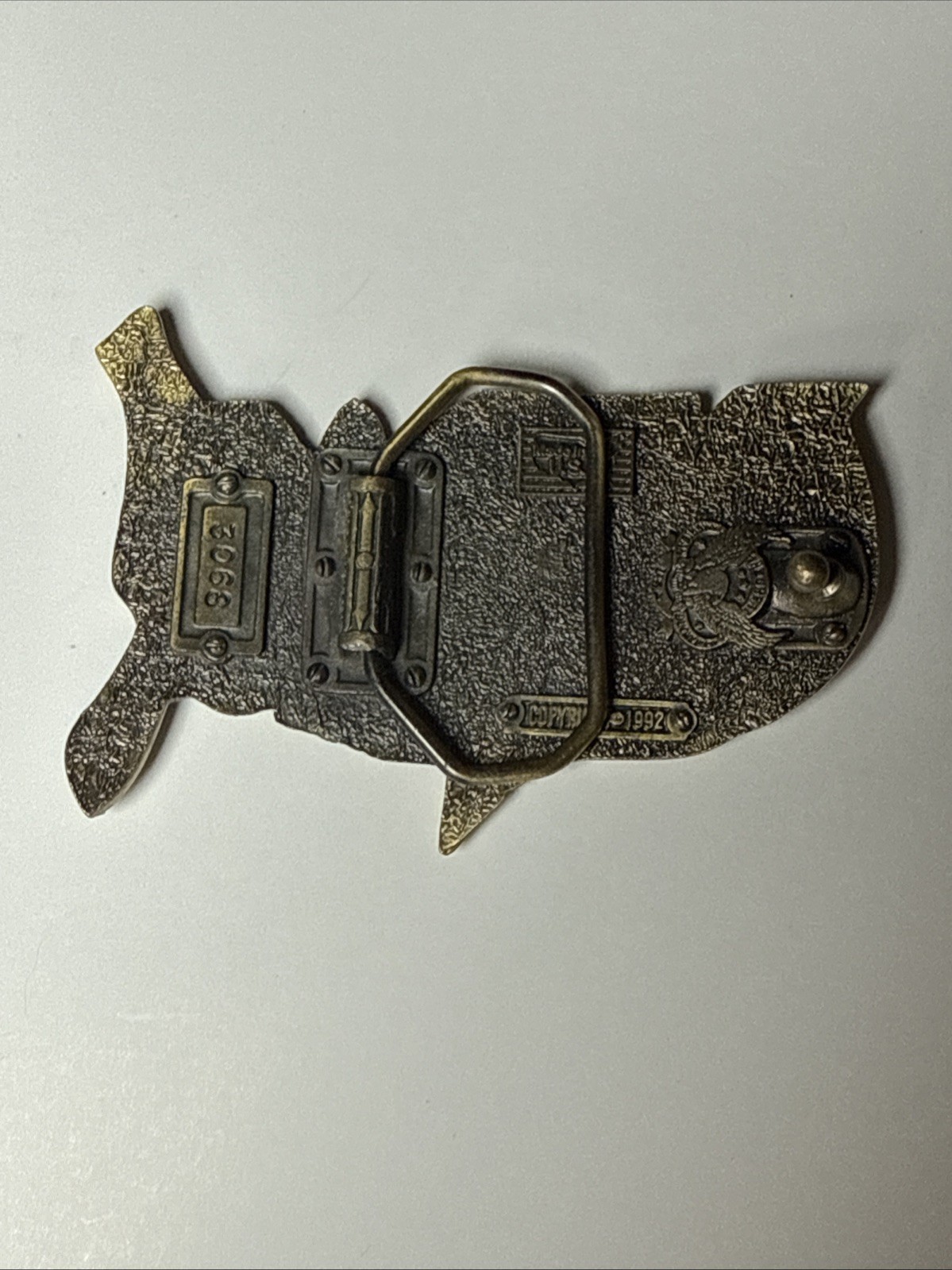 The Great American Buckle Co. BRASS 1992 AMERICA Belt Buckle MADE IN THE USA
