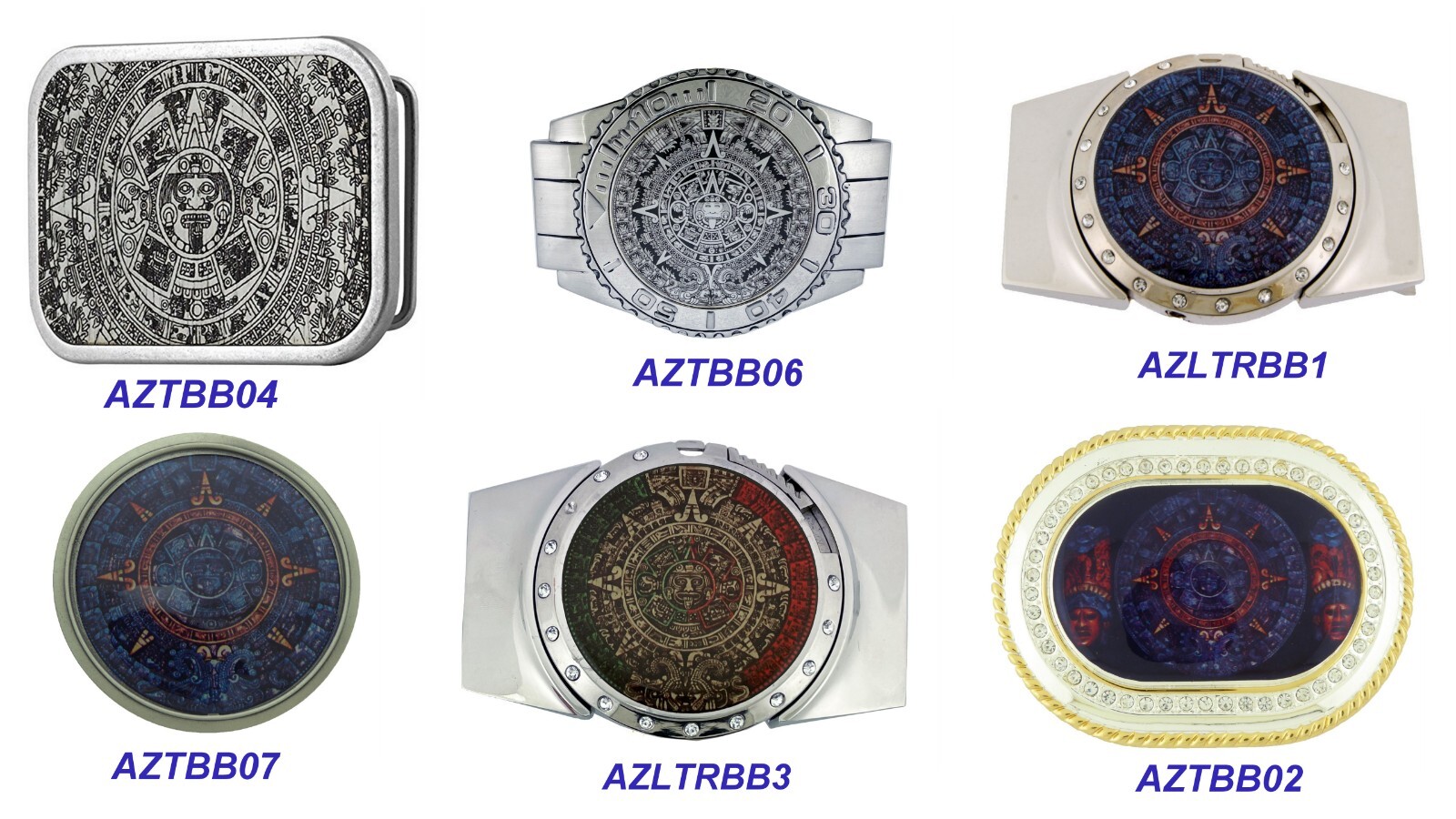 Aztec Indian Pewter Azteca Calendar Belt Buckle Mayan Calendario Azteca MEXICAN