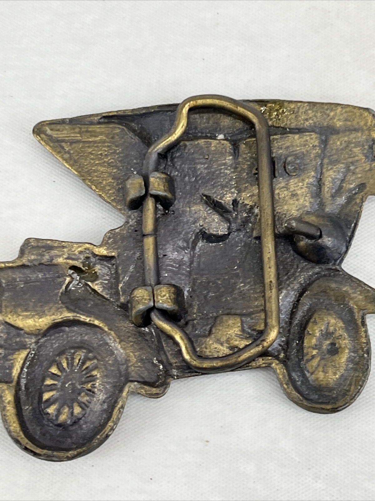 VERY NICE Oldtime Automobile Antique Car Cord Model A Solid Brass Belt Buckle
