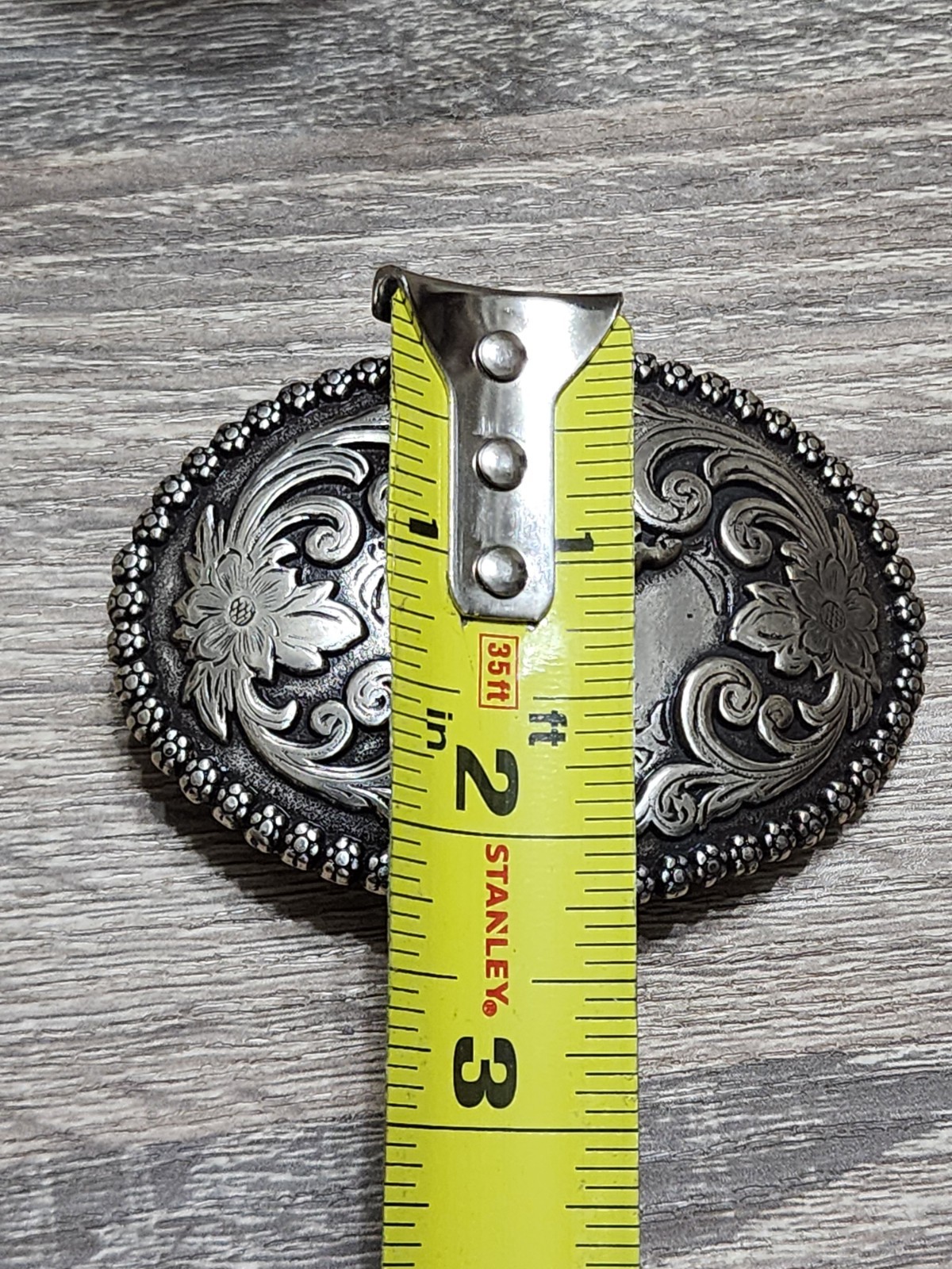 Vintage Nocona Western Belt Buckle Bull Rider Rodeo Silver Tone Floral Engraved