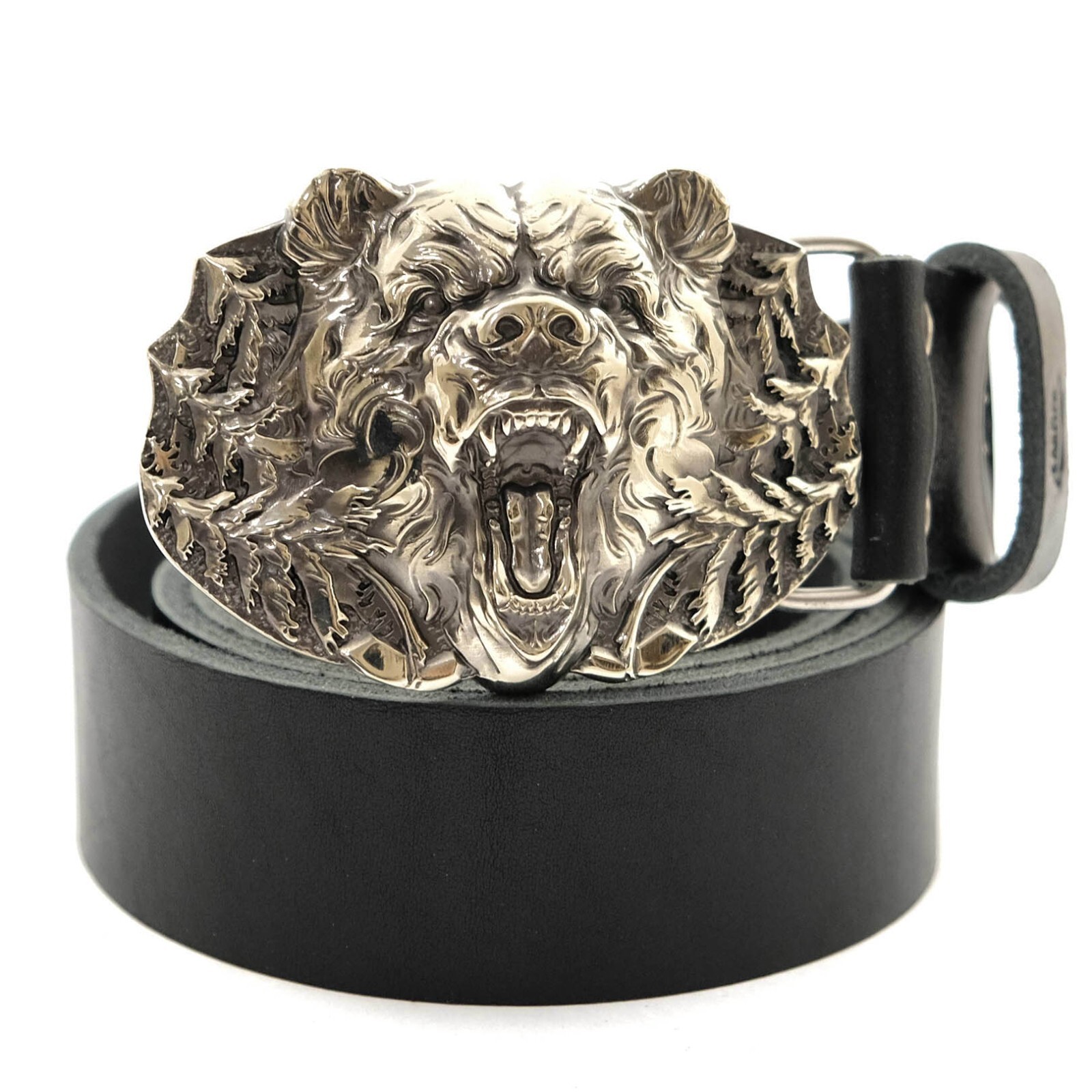 German silver Belt buckle Grizzly Bear, Animal belt buckle, Brown bear buckle