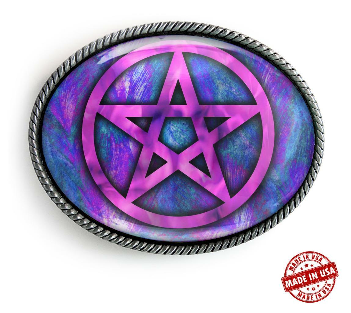 Pretty Pastel Pentagram Pentacle Symbol Handmade Artisan Belt Buckle