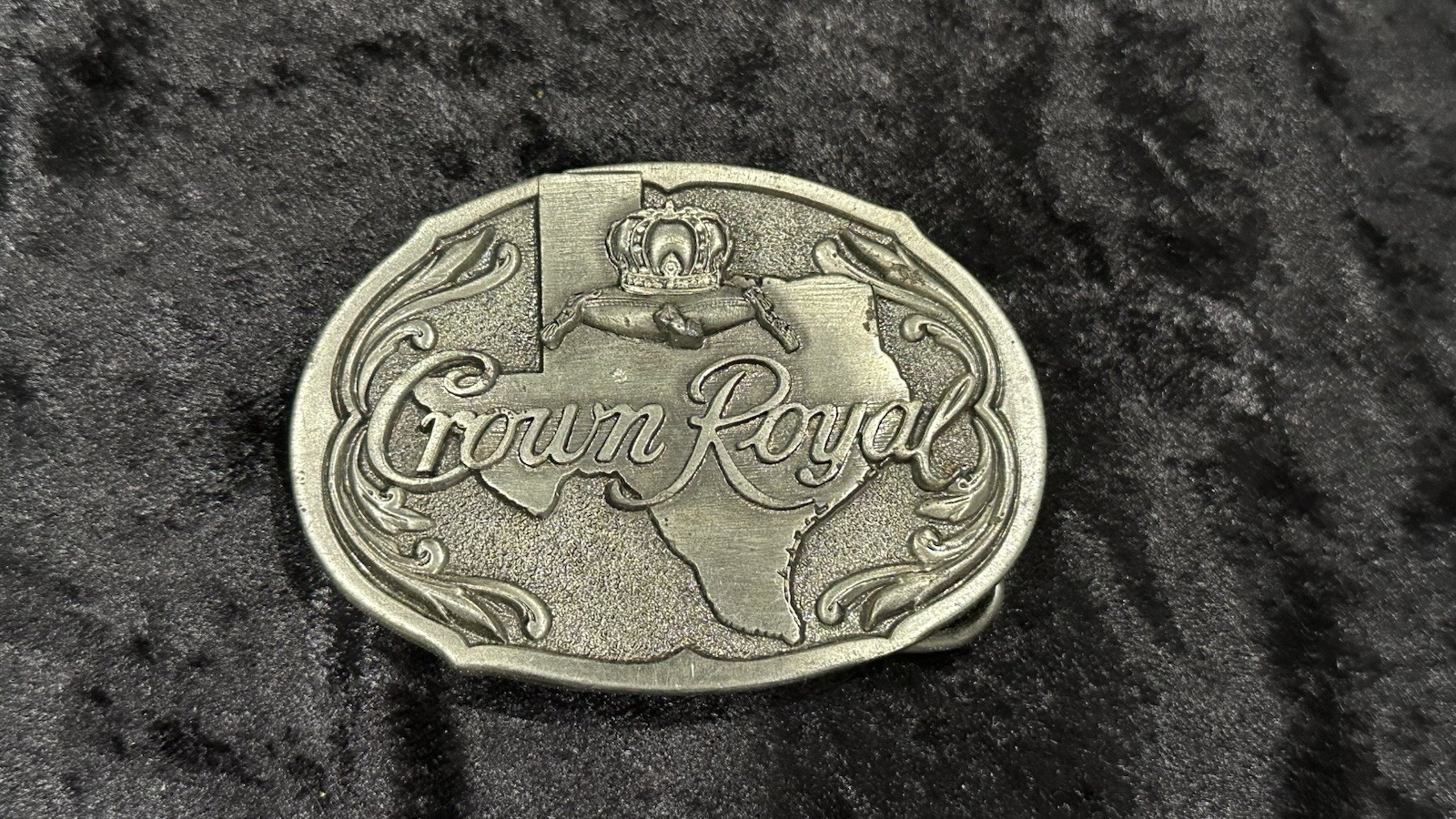 Vintage Silver Crown Royal Liquor Belt Buckle