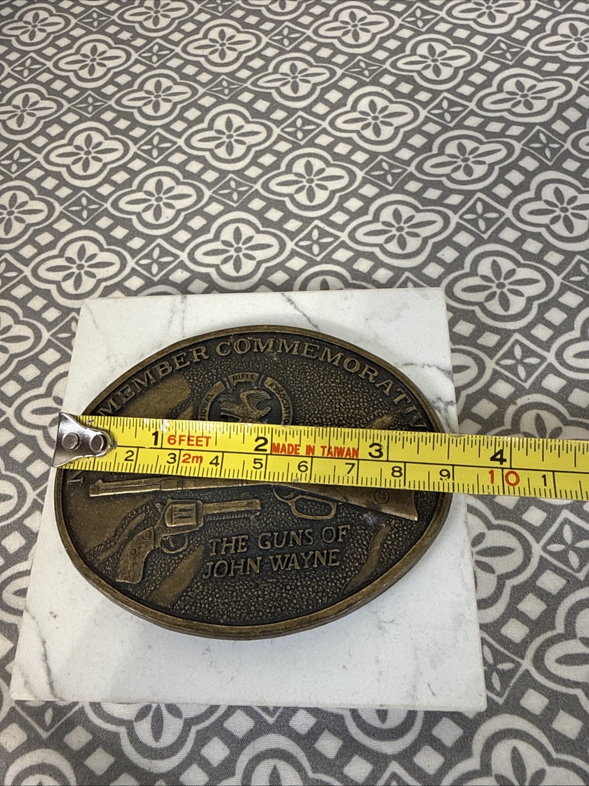 NRA Member Commemorative Brass Belt Buckle, “The Guns Of John Wayne.”