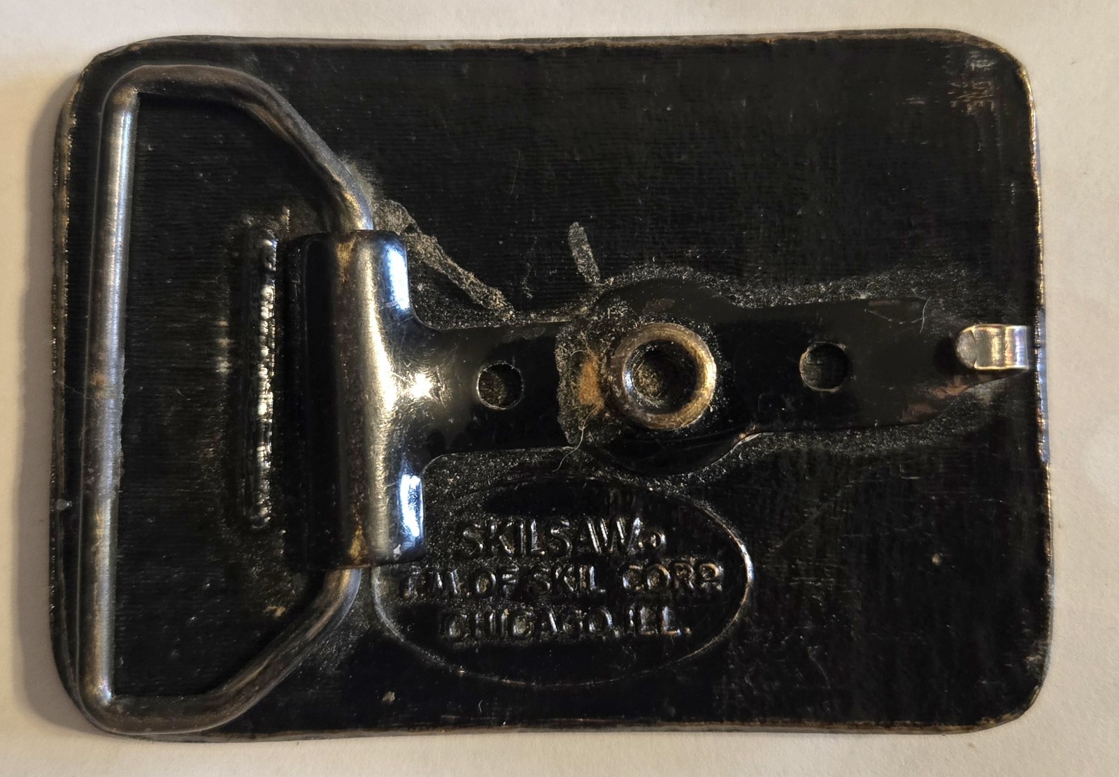 Vintage Used SKILSAW belt buckle circular saw Skil Corp Chicago IL Illinois A7