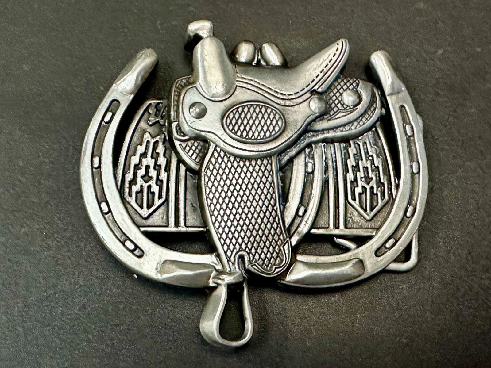 Horse Saddle Cutout Silver Tone Jockey Equestrian Western Cowboy&rsquo;s Belt Buckle