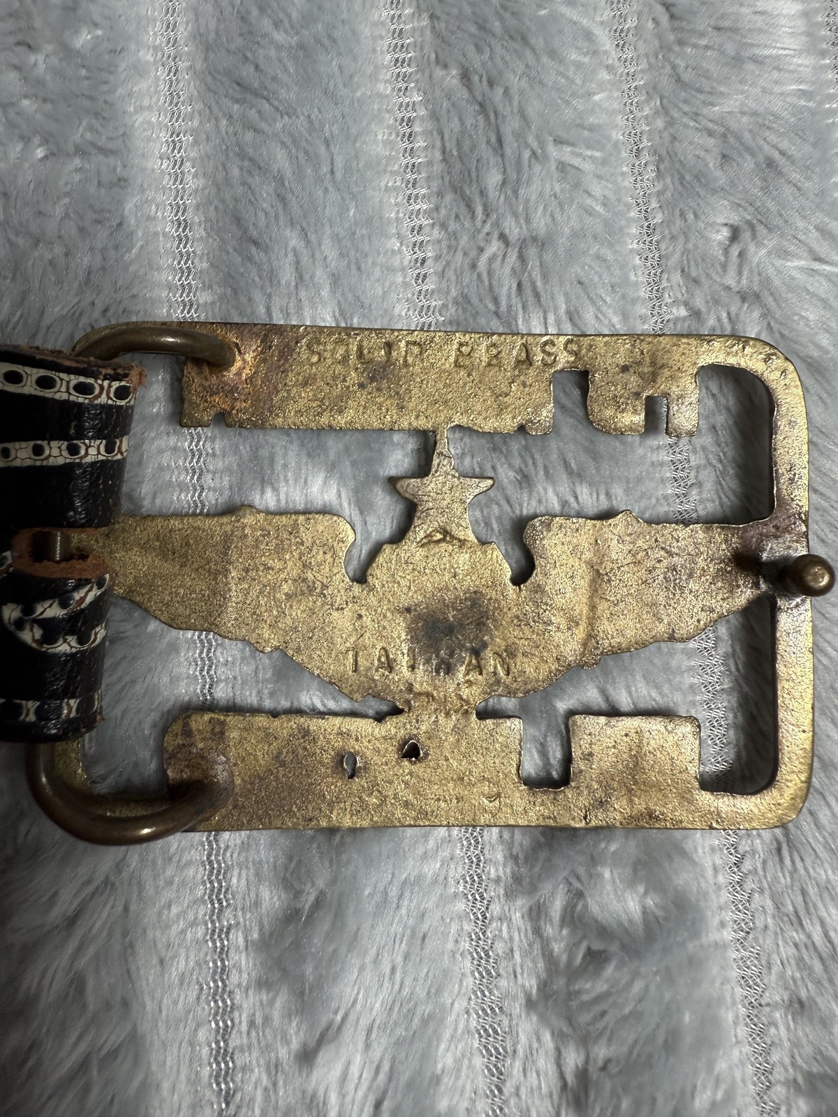 Vtg Solid Brass Id Rather Be Flying Belt Buckle & Leather Belt Pilot Aviation