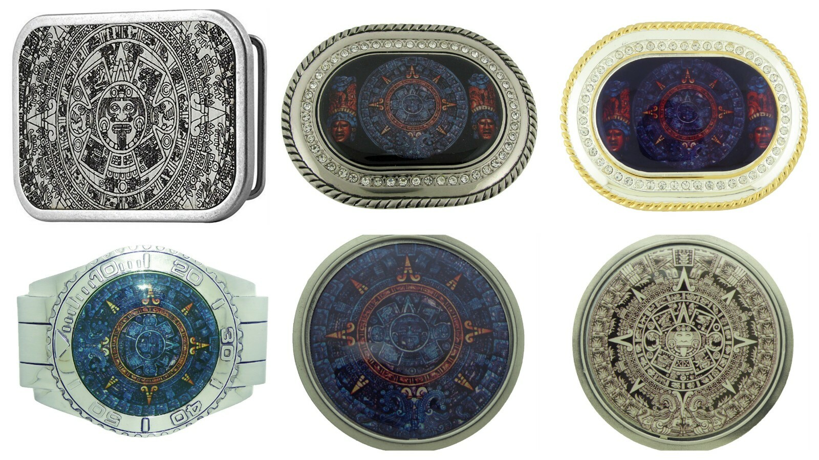 Aztec Indian Pewter Azteca Calendar Belt Buckle Mayan Calendario Azteca MEXICAN