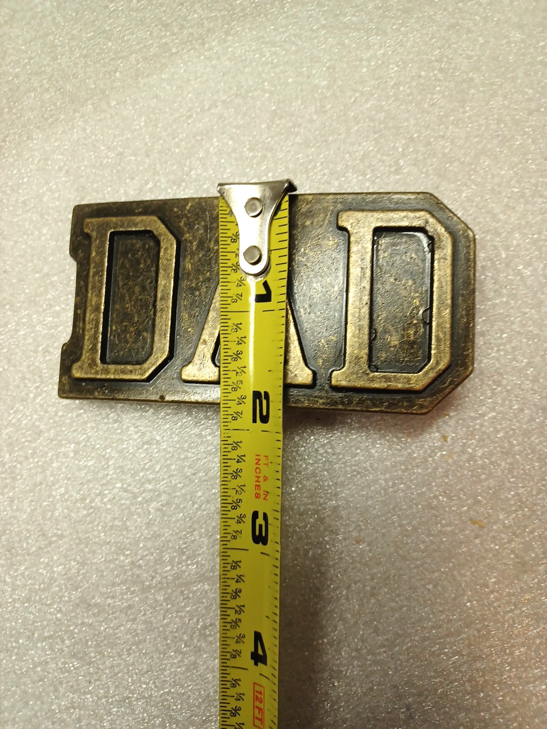 Vintage DAD 3D Belt Buckle Husband Grandpa Hubby Solid Brass Plated Christmas