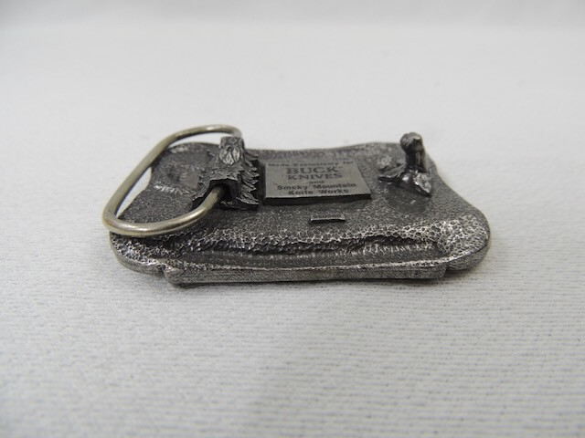 Vintage 1980’s Buck Knives Smokey Mountain Knife Works Belt Buckle