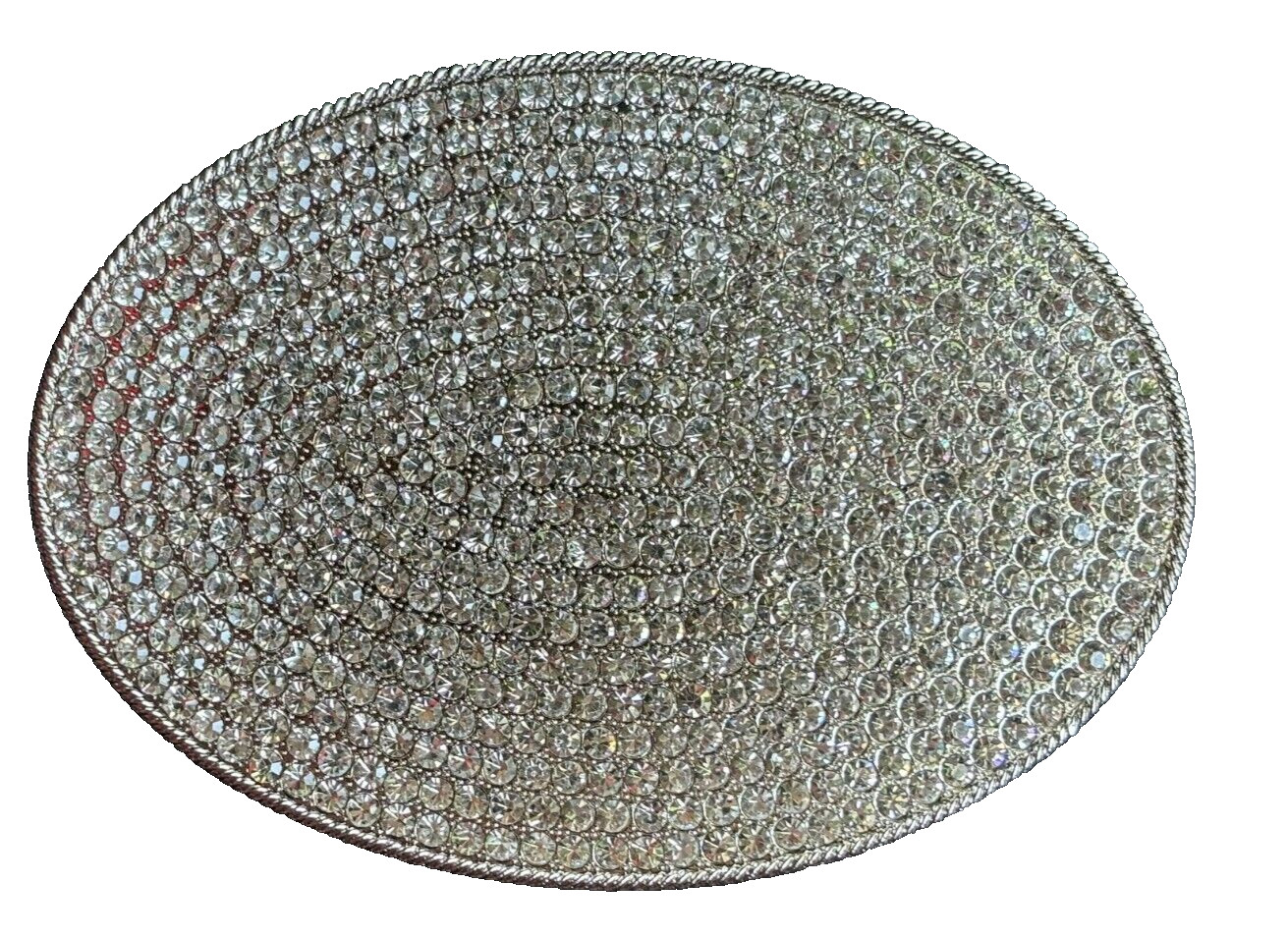 BLING BELT BUCKLE ICED OUT 602 RHINESTONES SILVER METAL HIP ROCK MUSIC NEW BULKY