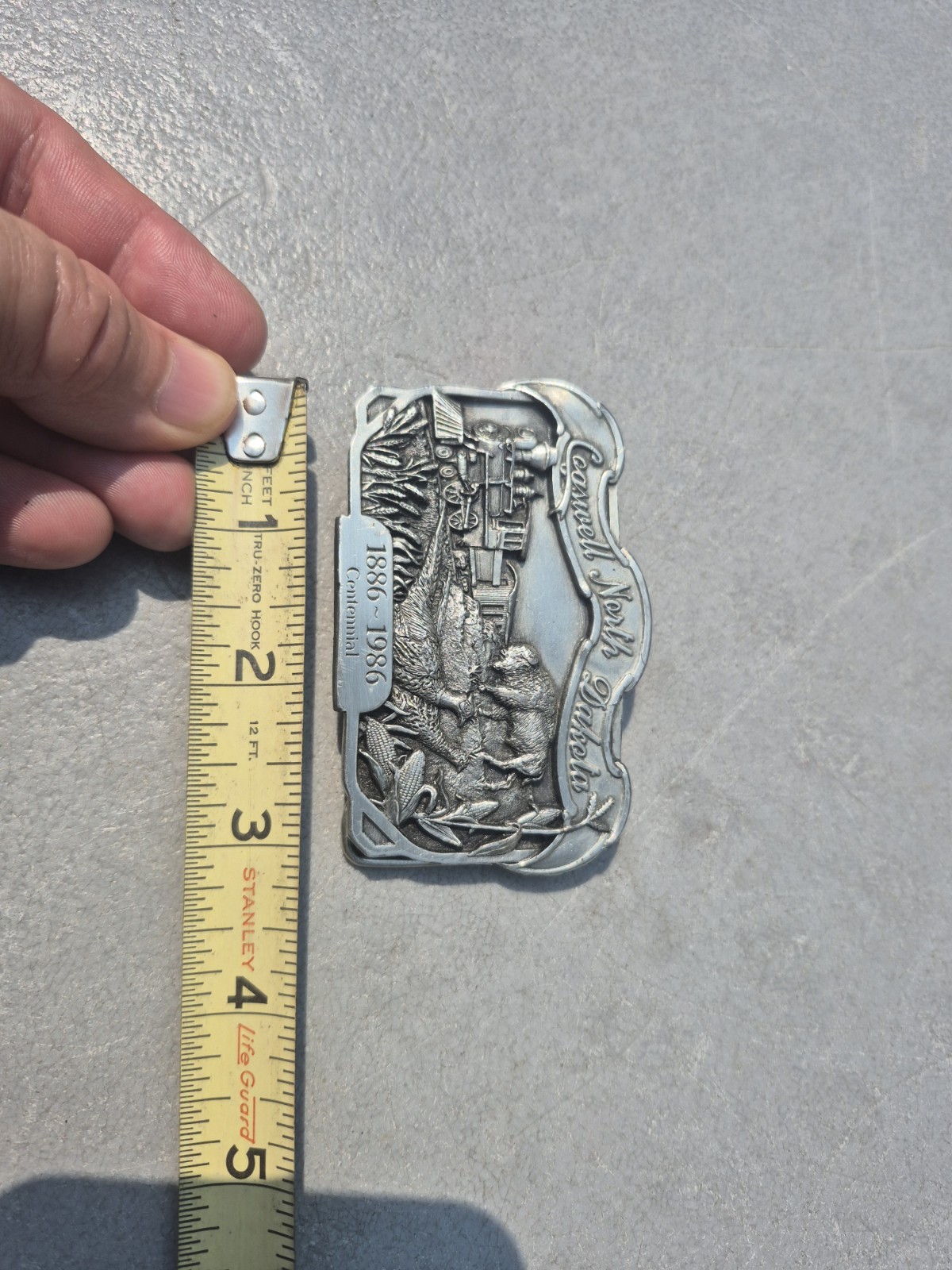 Vintage 1886 1986 Cogswell North Dakota Centennial Belt Buckle 227/252