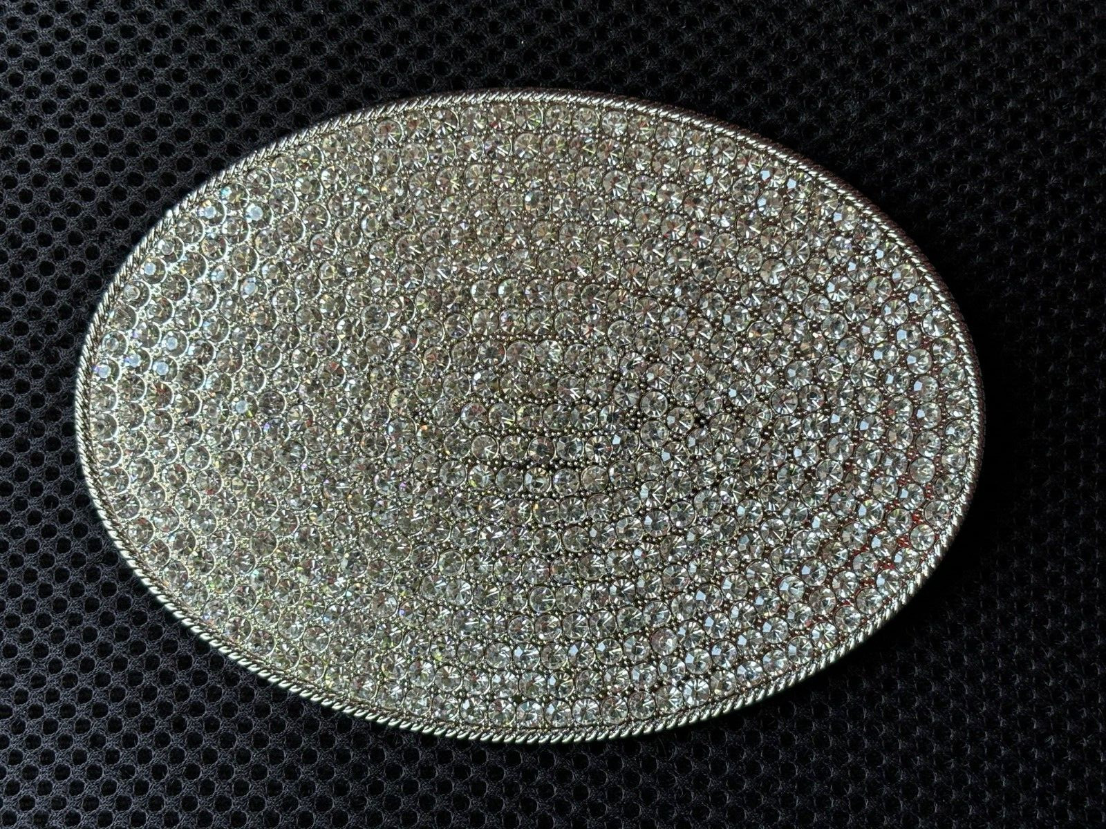 BLING BELT BUCKLE ICED OUT 602 RHINESTONES SILVER METAL HIP ROCK MUSIC NEW BULKY