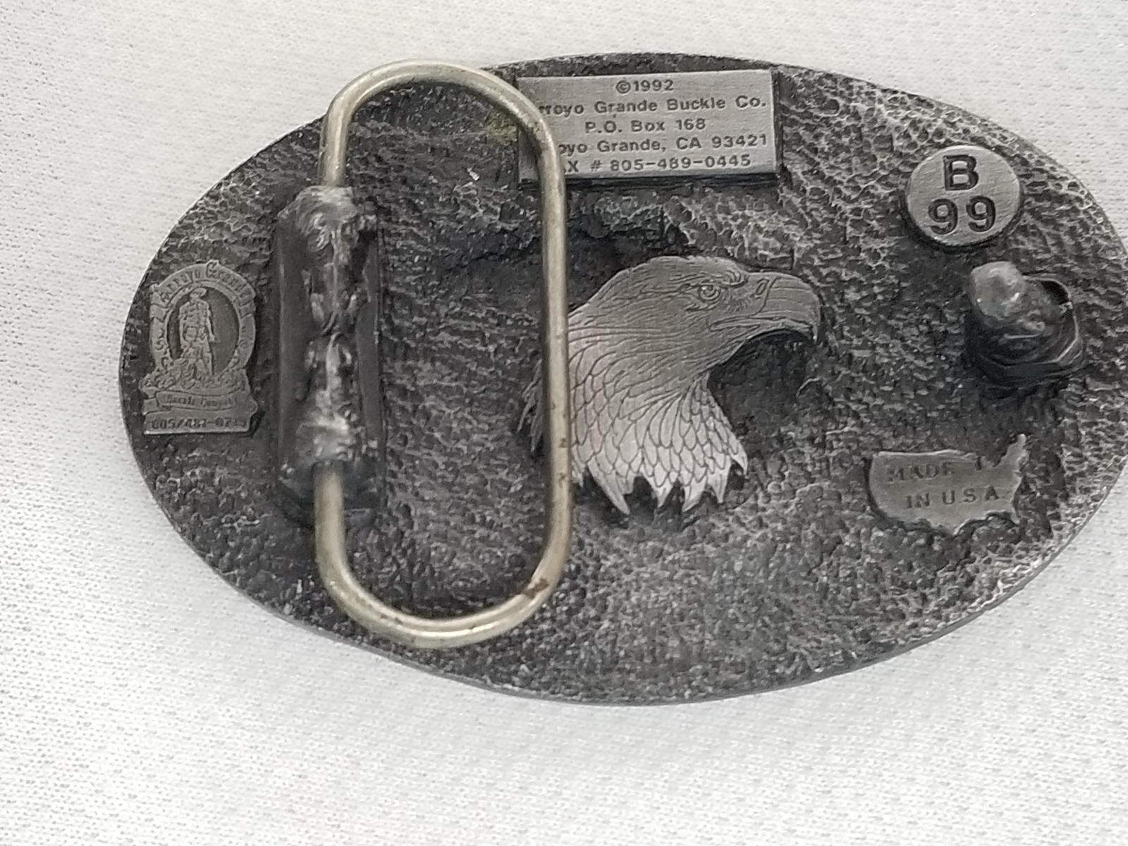 VTG 1992 Arroyo Grande Buckle Co. Eagle Head With Stones Belt Buckle Shelf V4