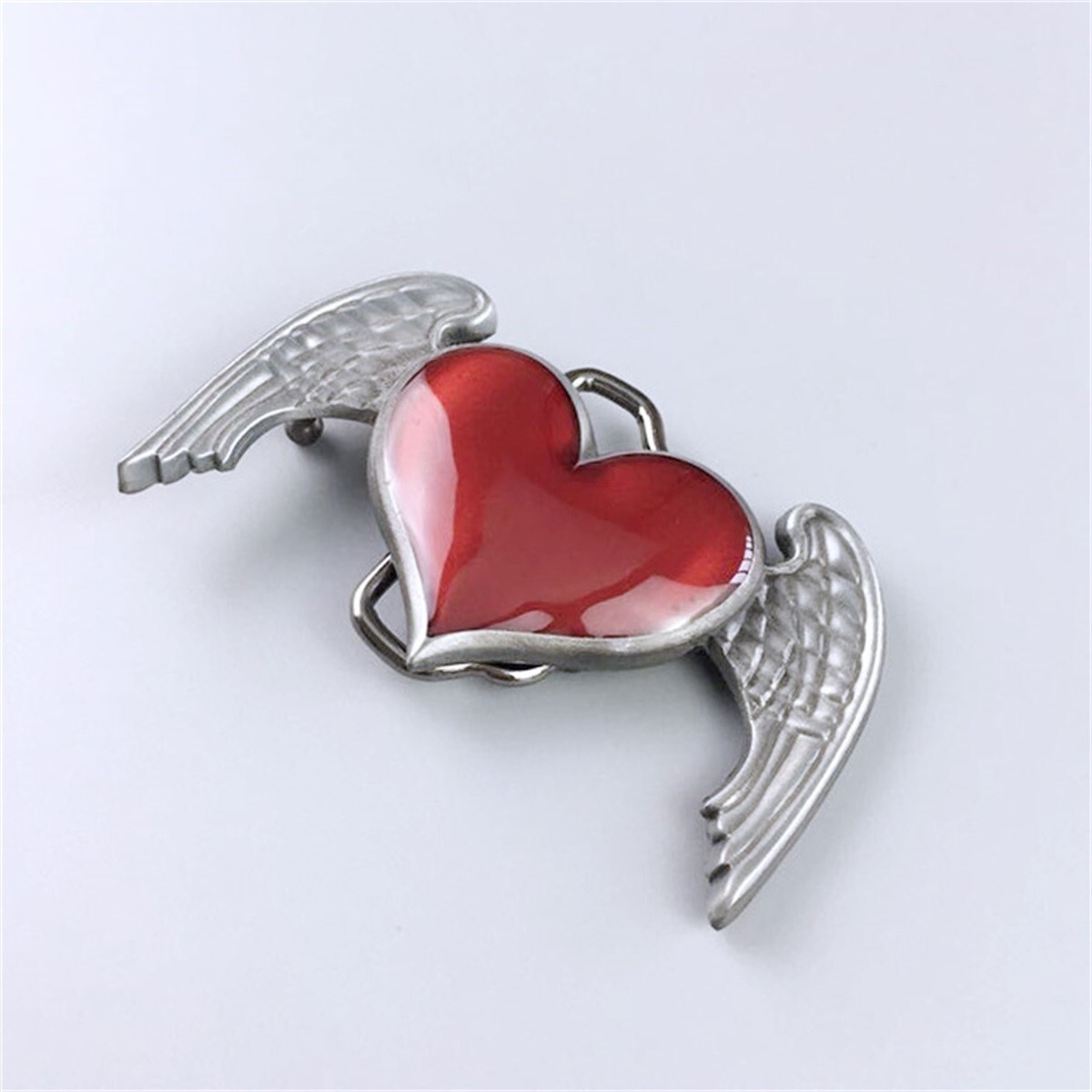 Vintage Enamel Heart Angel Wings Gurtelschnalle Boucle de ceinture