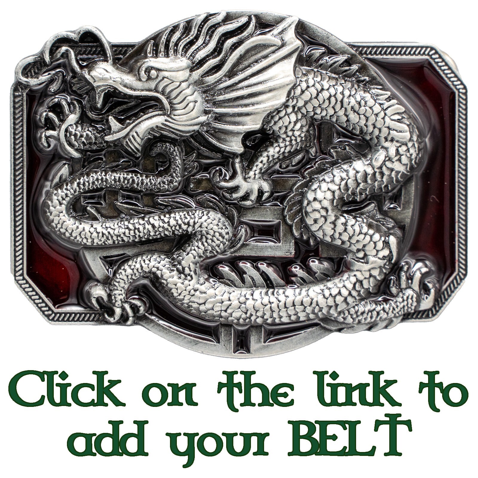 Chinese Dragon Belt Buckle Biker Gothic Metal Pewter Finish Calendar Martial