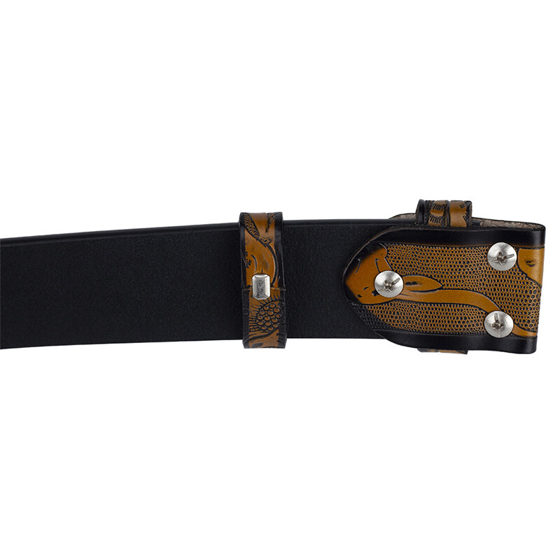 Leather Belts Without Buckle Two Layer Embossed No Buckle Strap Buckle Free Belt