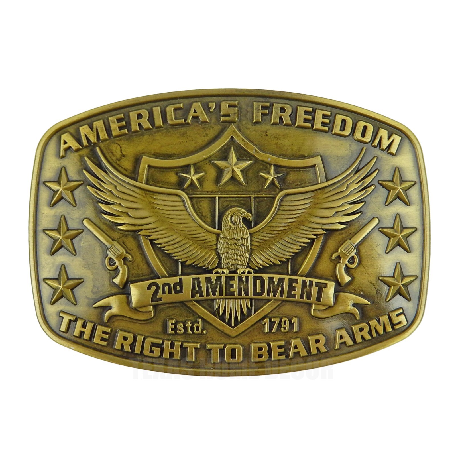 America&rsquo;s Freedom Belt Buckle 2nd Amendment Gun Rights Antique Bronze Eagle