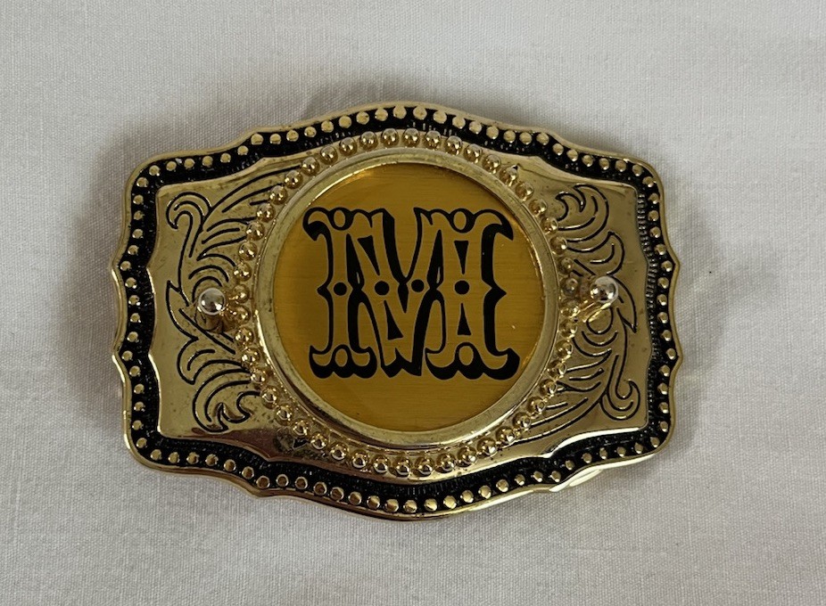 Vintage Western Style Belt Buckle with Intricate Initial Motif Letter M USA