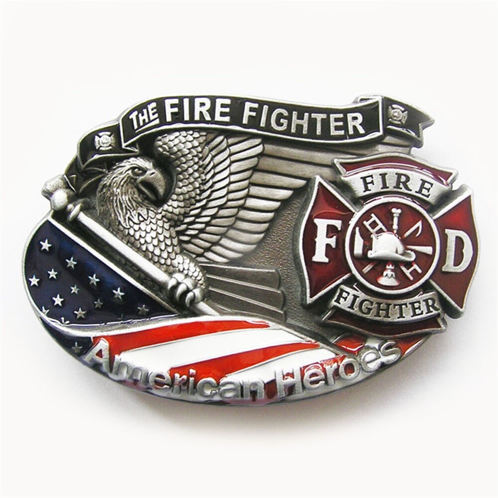 New Vintage American Hero Firefighter Fire Enamel Belt Buckle also Stock in US