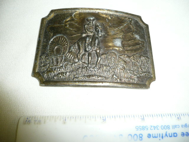 Vintage Pioneers Wagon Train Cowboy Western Belt Buckle–#DP