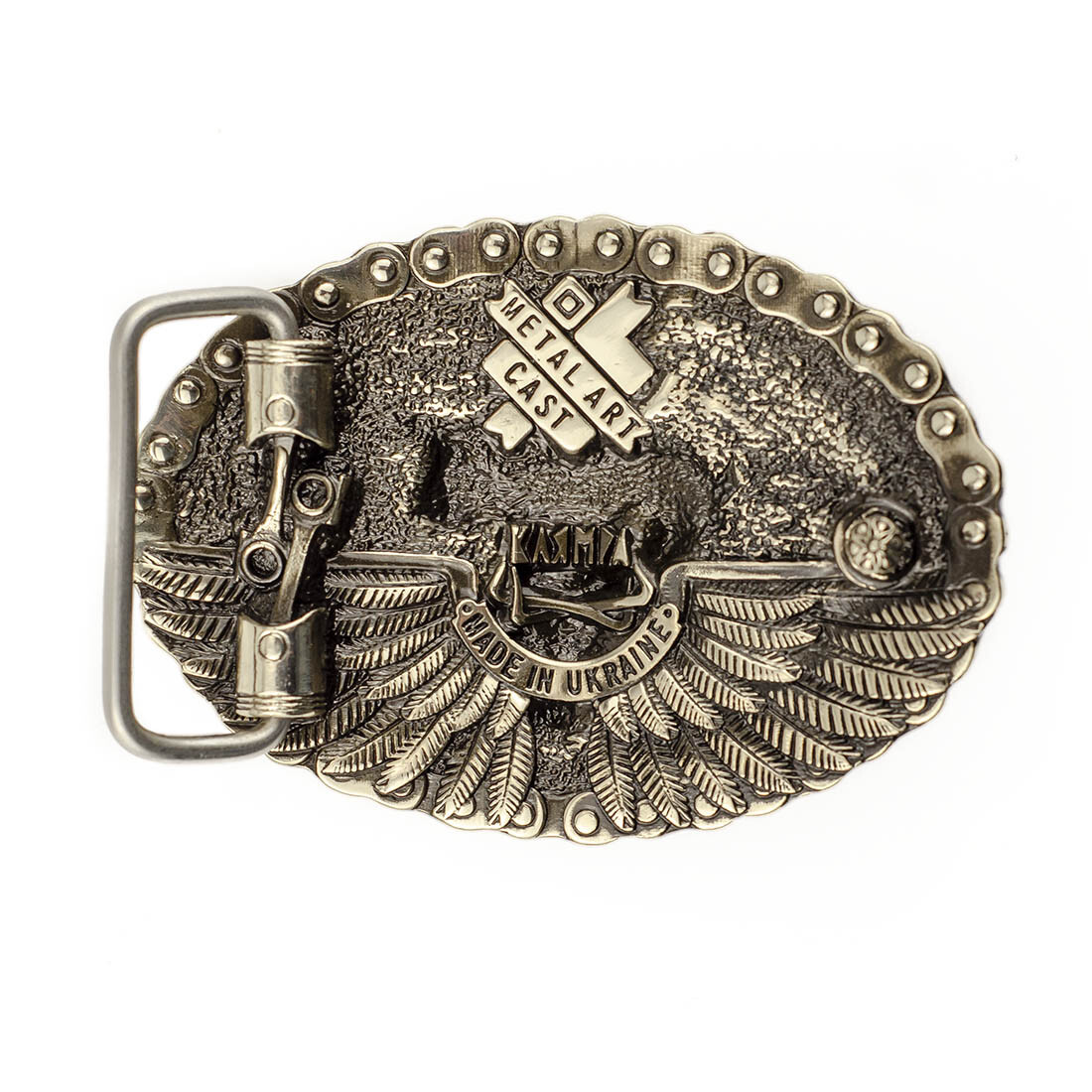 German silver belt buckle « Born to be free », Biker german silver belt buckle