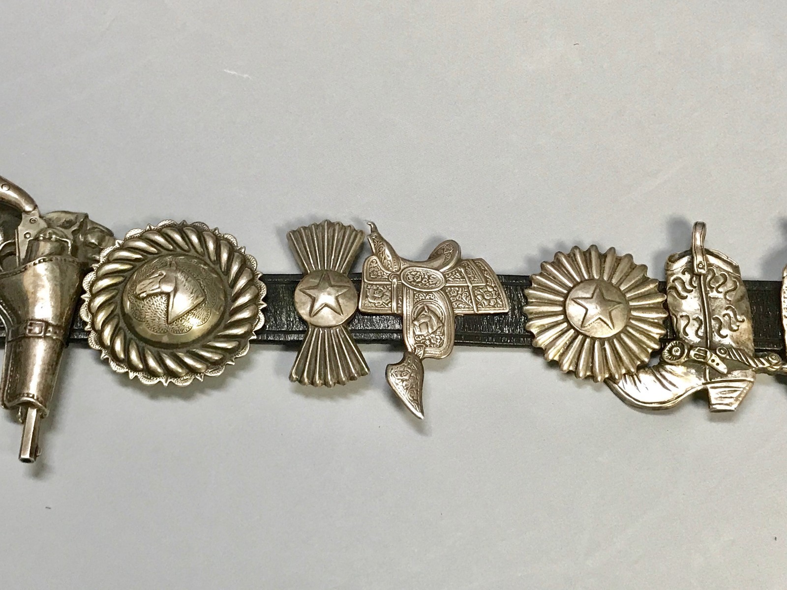 Arnold Goldstein Sterling Silver Concho Black Belt