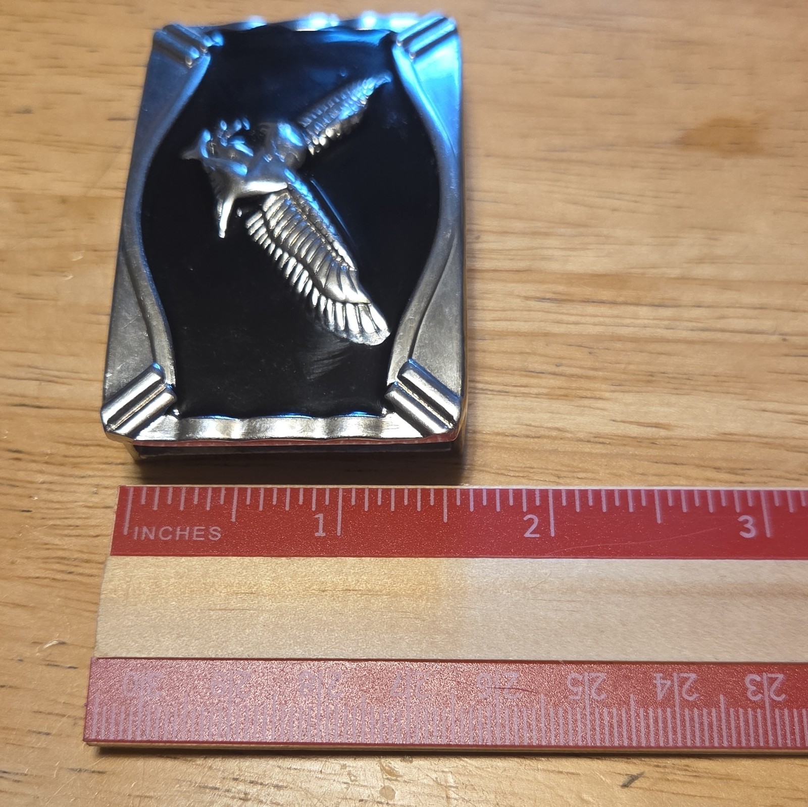Silver & Black Eagle Western Metal Belt Buckle, Rectangular Fits 1.5 in Belt