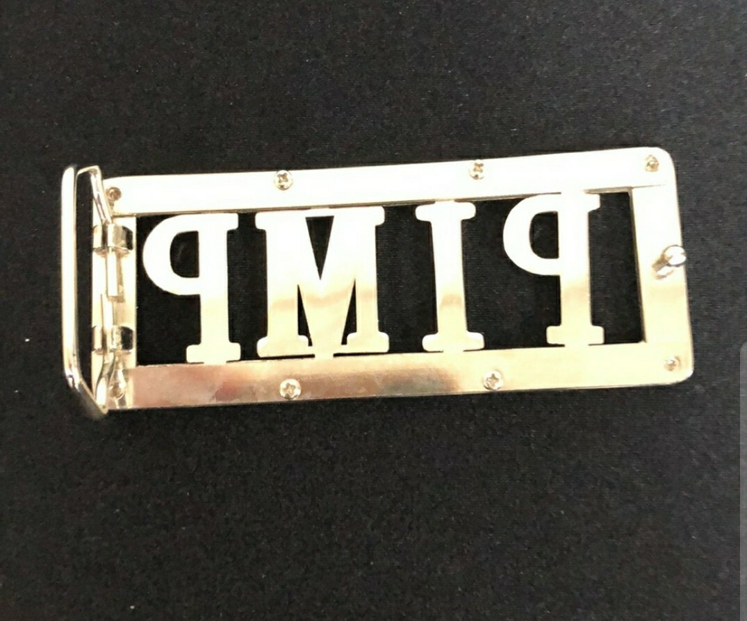 Fabulous Chrome Plated « PIMP » Belt Buckle Size: 4.25” x 2”