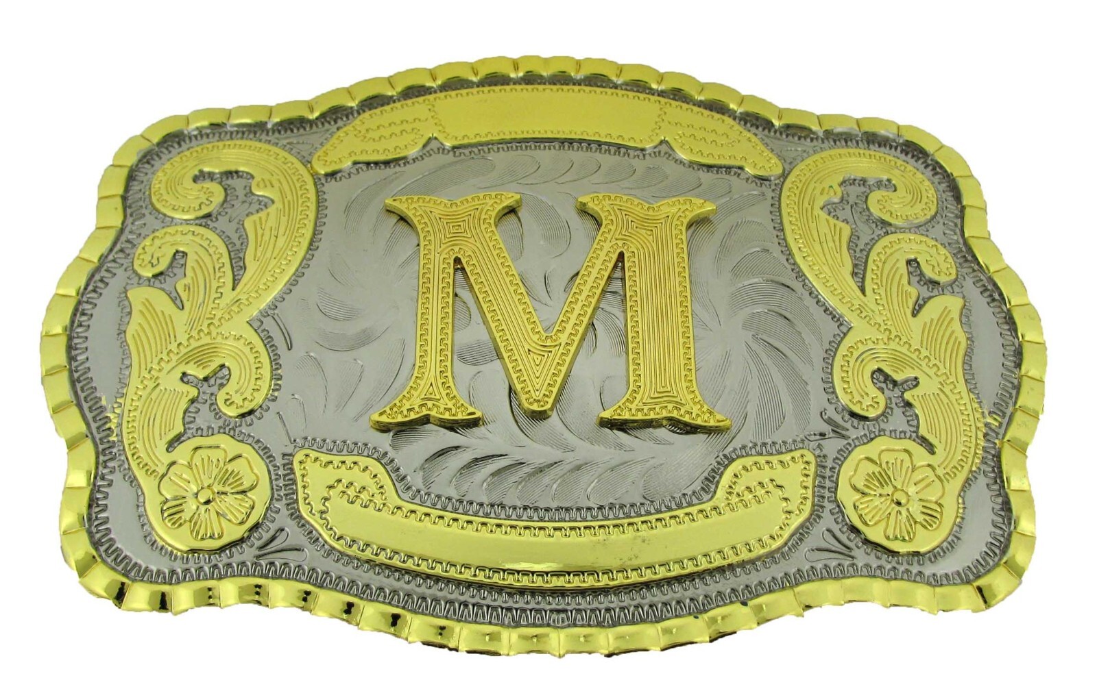 Initial M Letter m Belt Buckle New Men Cowboy Western Really Rodeo Gold Metal