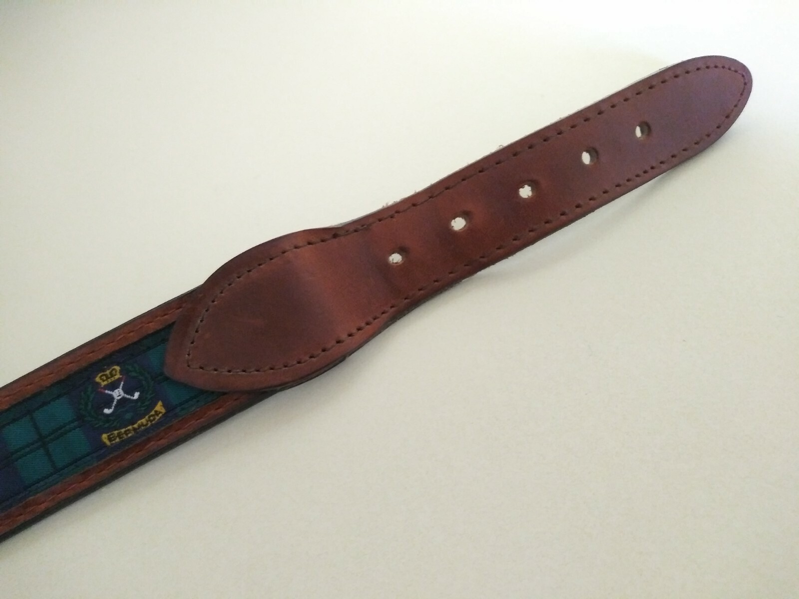YRI FABRIC & LEATHER BELT LACROSSE BERMUDA CROWN SIZE 40