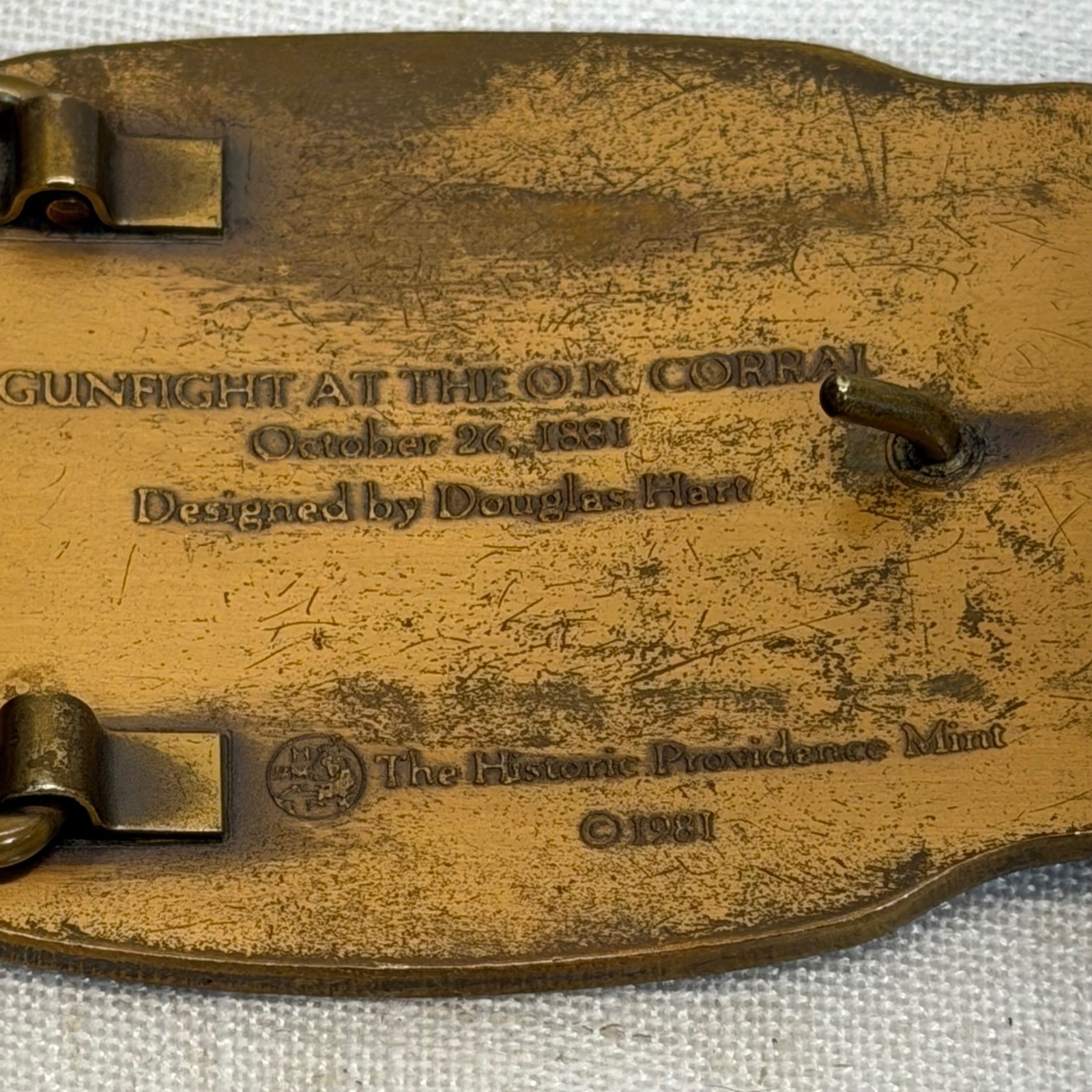 Historic Providence Mint Belt Buckle OS Gold Gunfight at the OK Corral 1981 Vtg