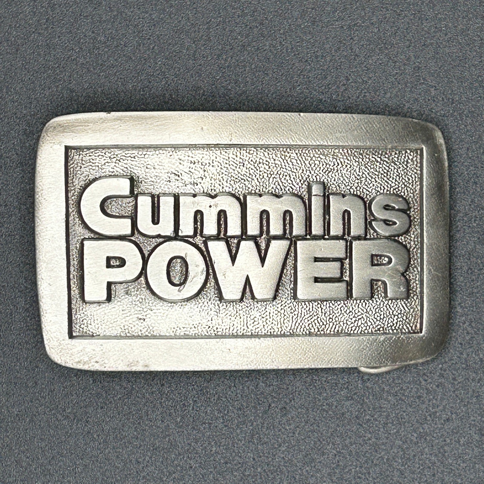 Vintage Cummins Power Belt Buckle Silver Tone Metal 3&Prime; x 2&Prime;