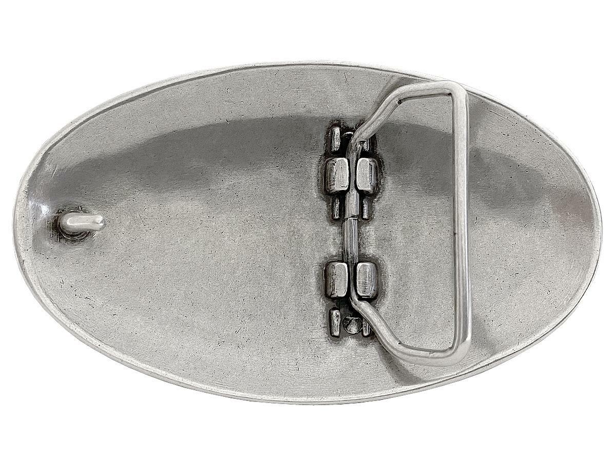 Unique Oval Buckle Antique Silver Engraved Basket Weave Belt Buckle