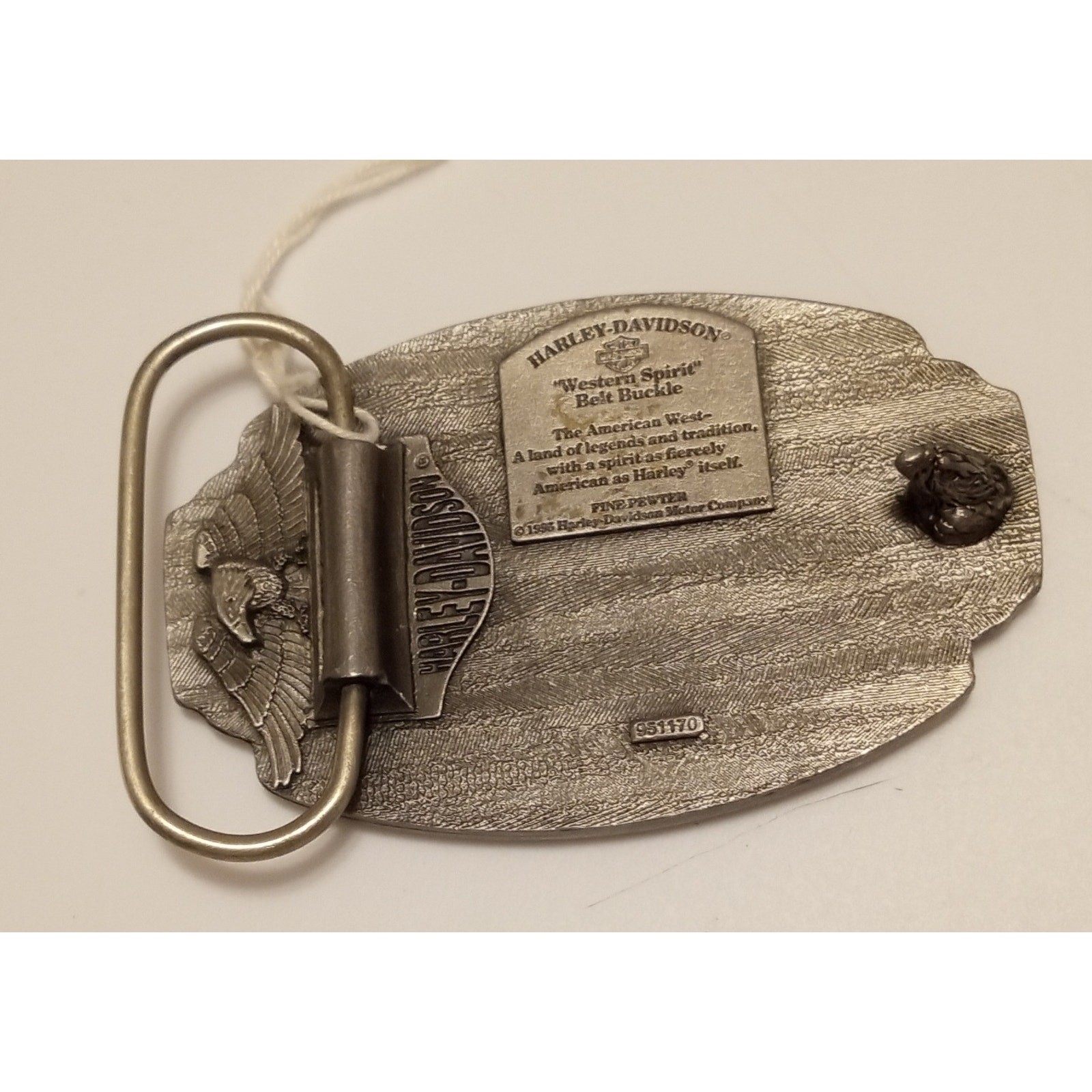 Vintage 98 Harley Davidson The Western Spirit Belt Buckle Pewter Bar & Shield