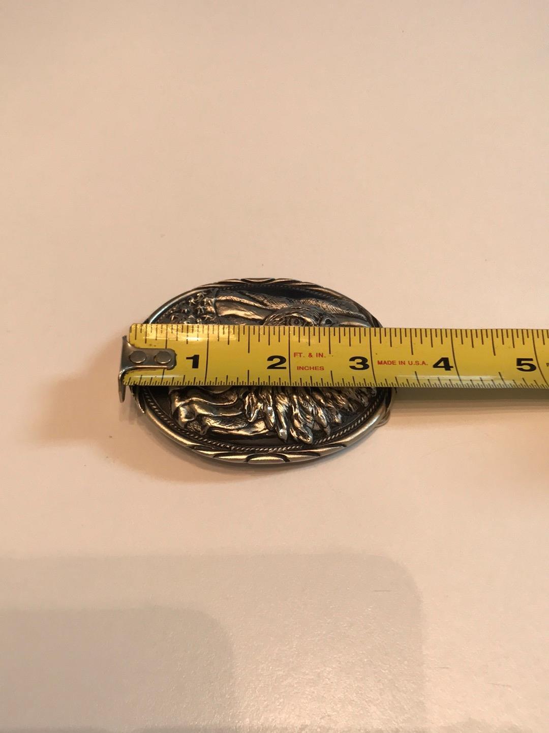 Vintage SSI American Eagle & Flag Pewter belt buckle – Patriotic