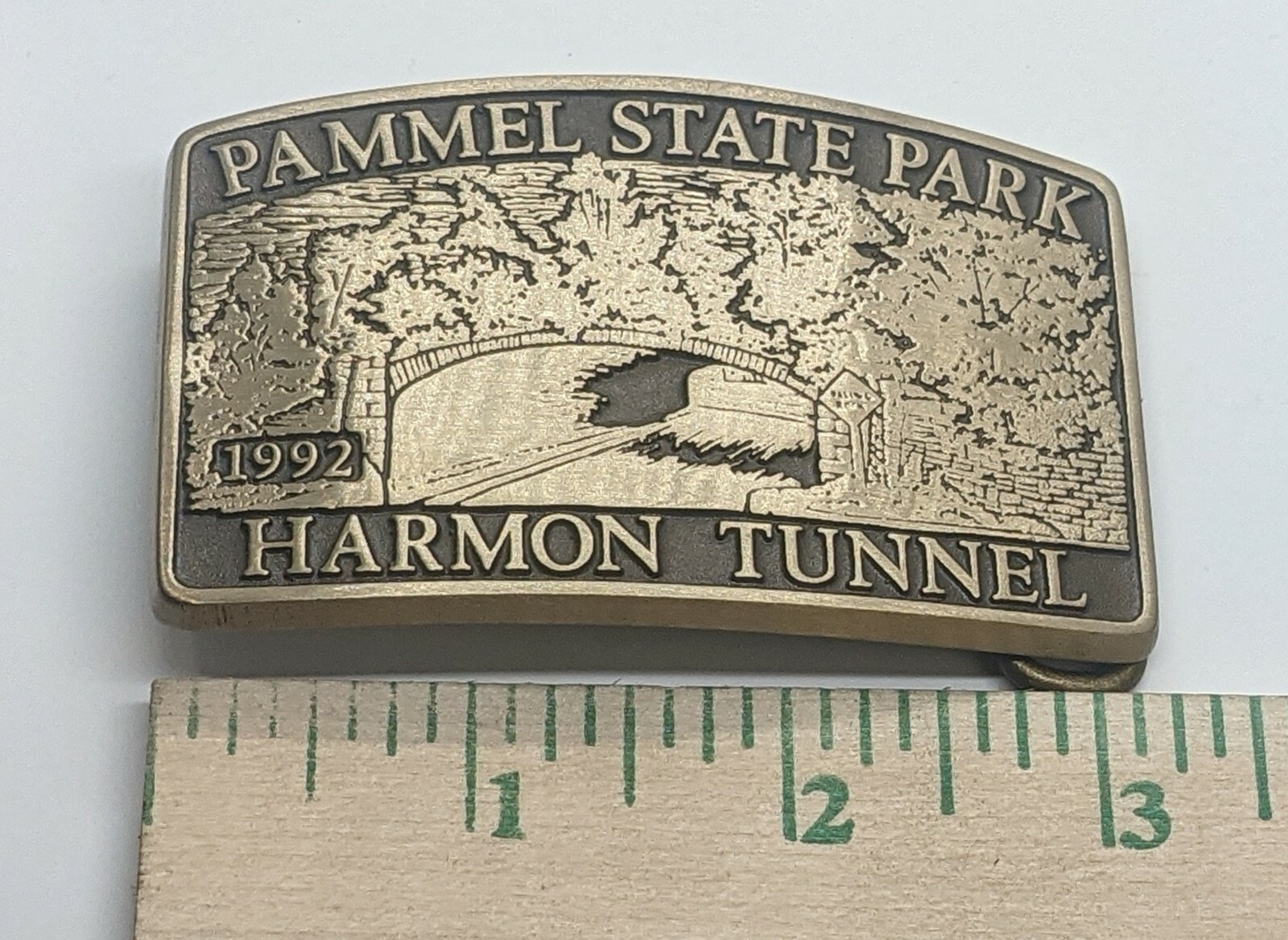 VTG 90&rsquo;S ADVANCED CASTING SOLID BRONZE BELT BUCKLE PAMMEL STATE PARK LIMITED #33