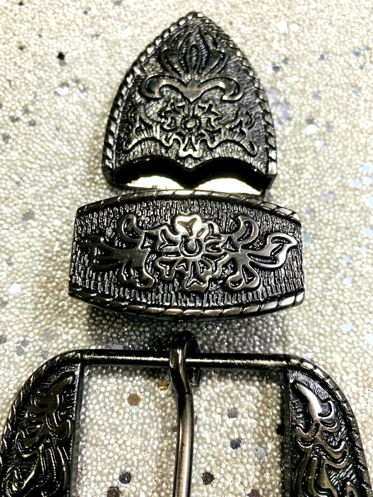 Western 3 piece buckle set copper Black buckle 1.5&Prime; 38mm cowgirl brass buckle