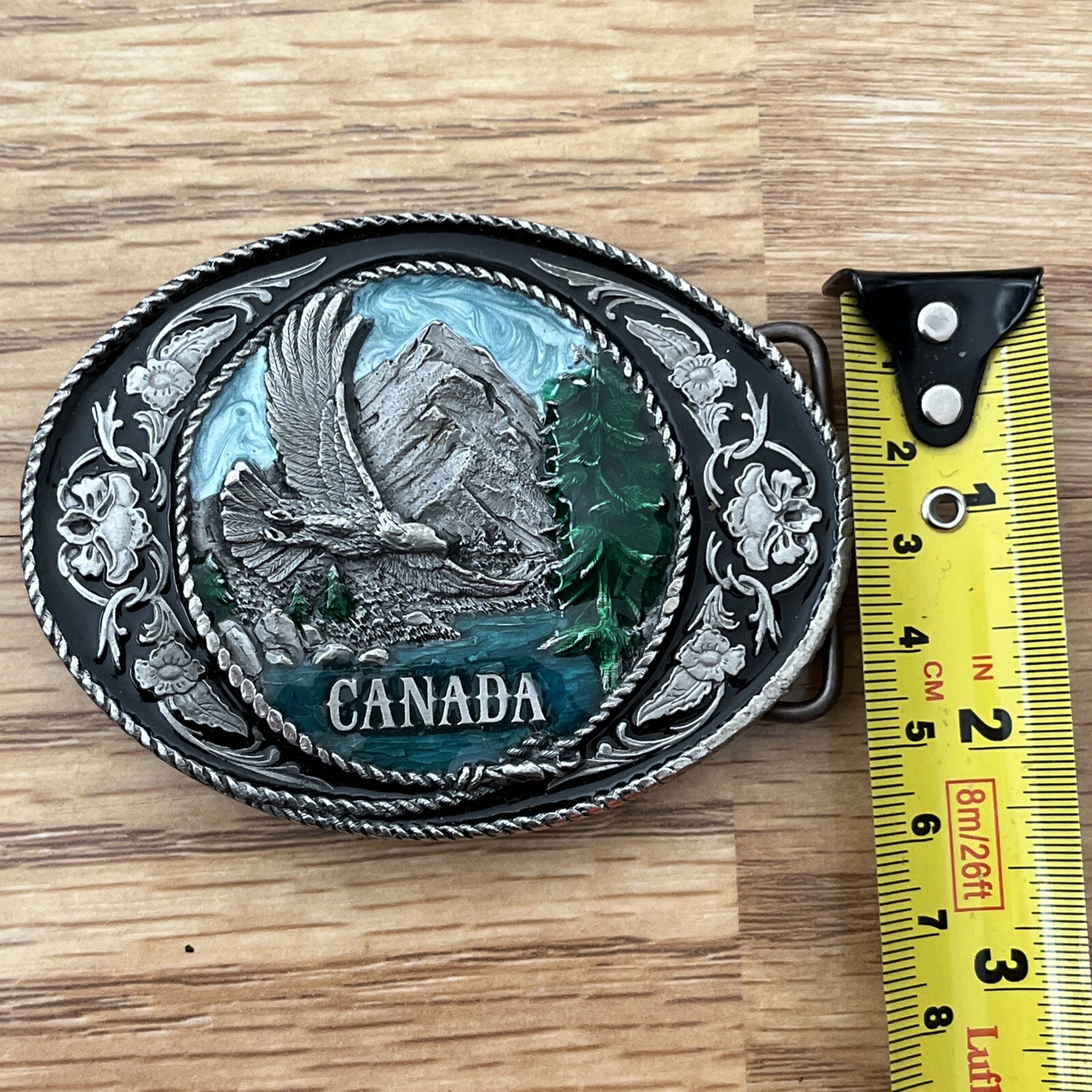 Vintage Siskiyou Canada Belt Buckle 90’s Mountain Eagle Enamel
