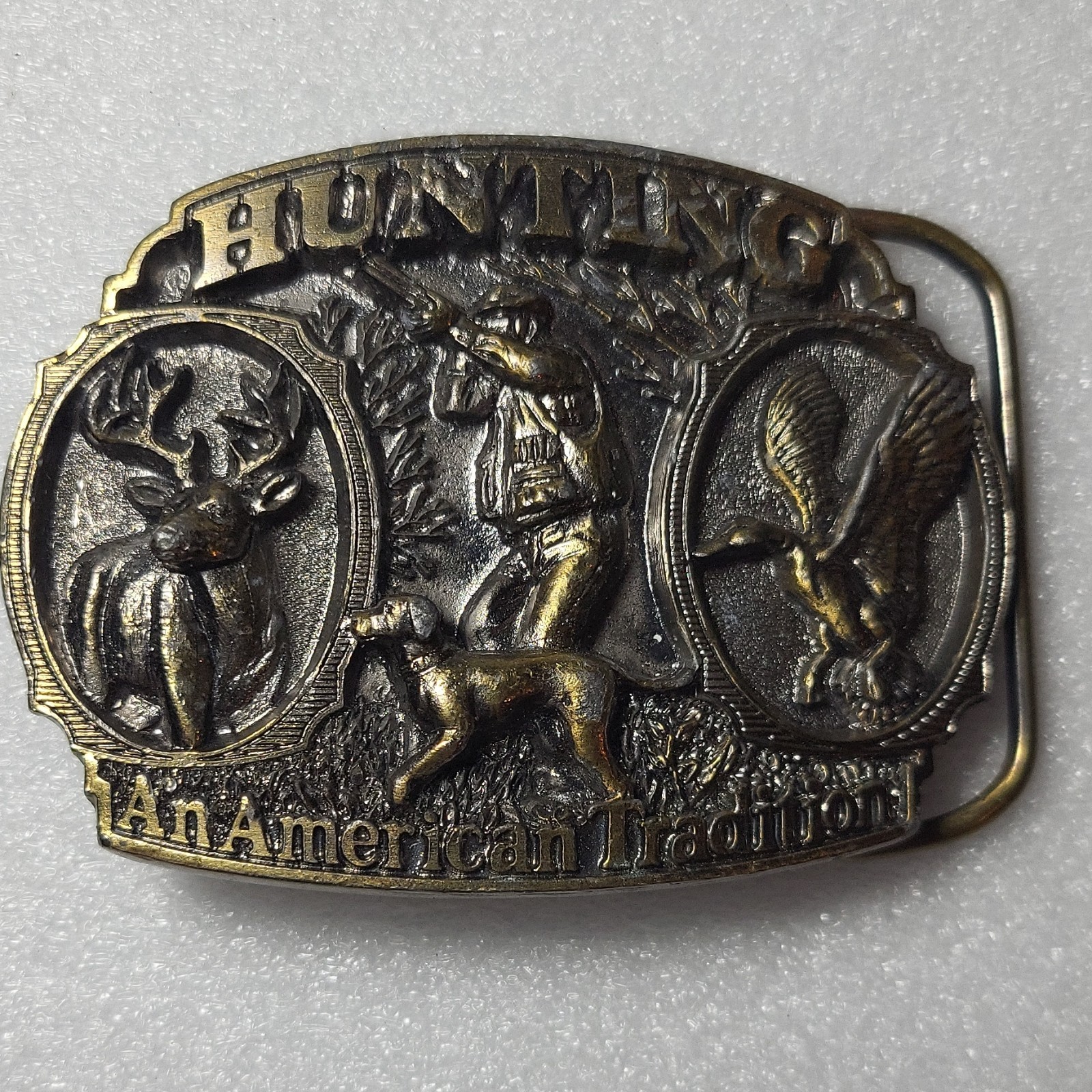 The Great American Buckle Co. Vintage 3pc Western Music Hunting Buckle Lot 3&Prime;