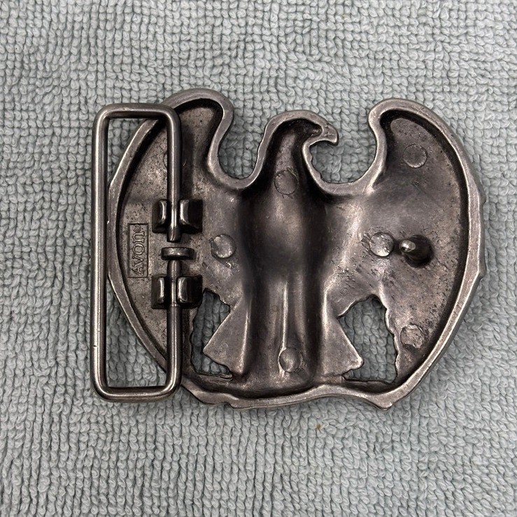 Vintage Avon Mens Soaring Eagle Belt Buckle Silver Tone Metal Western Americana