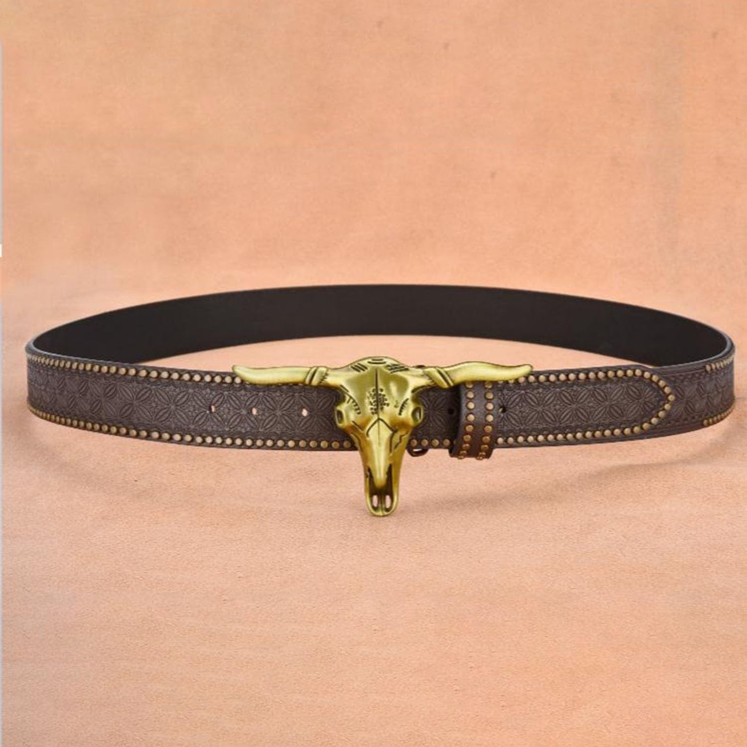 FAYZSOWSR Western Cowboy Belt Buckles for Men PU Leather 125cm/4.1ft, Coffee