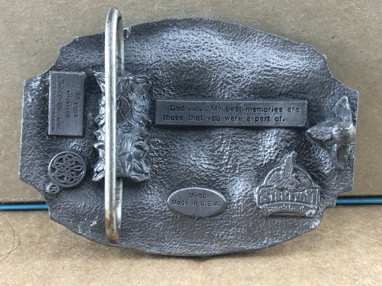 Siskiyou 1987 Dad Tribute Belt Buckle, COMBINED SHIP $1 PER MULTIPLE