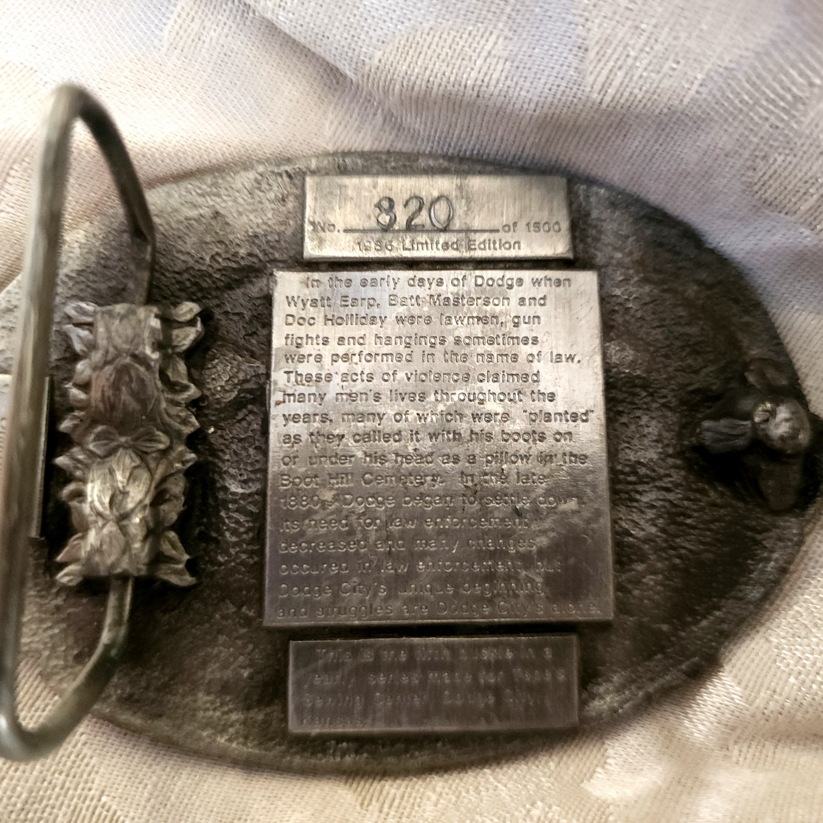 1986 Dodge City Kansas Western Commemorative Belt Buckle