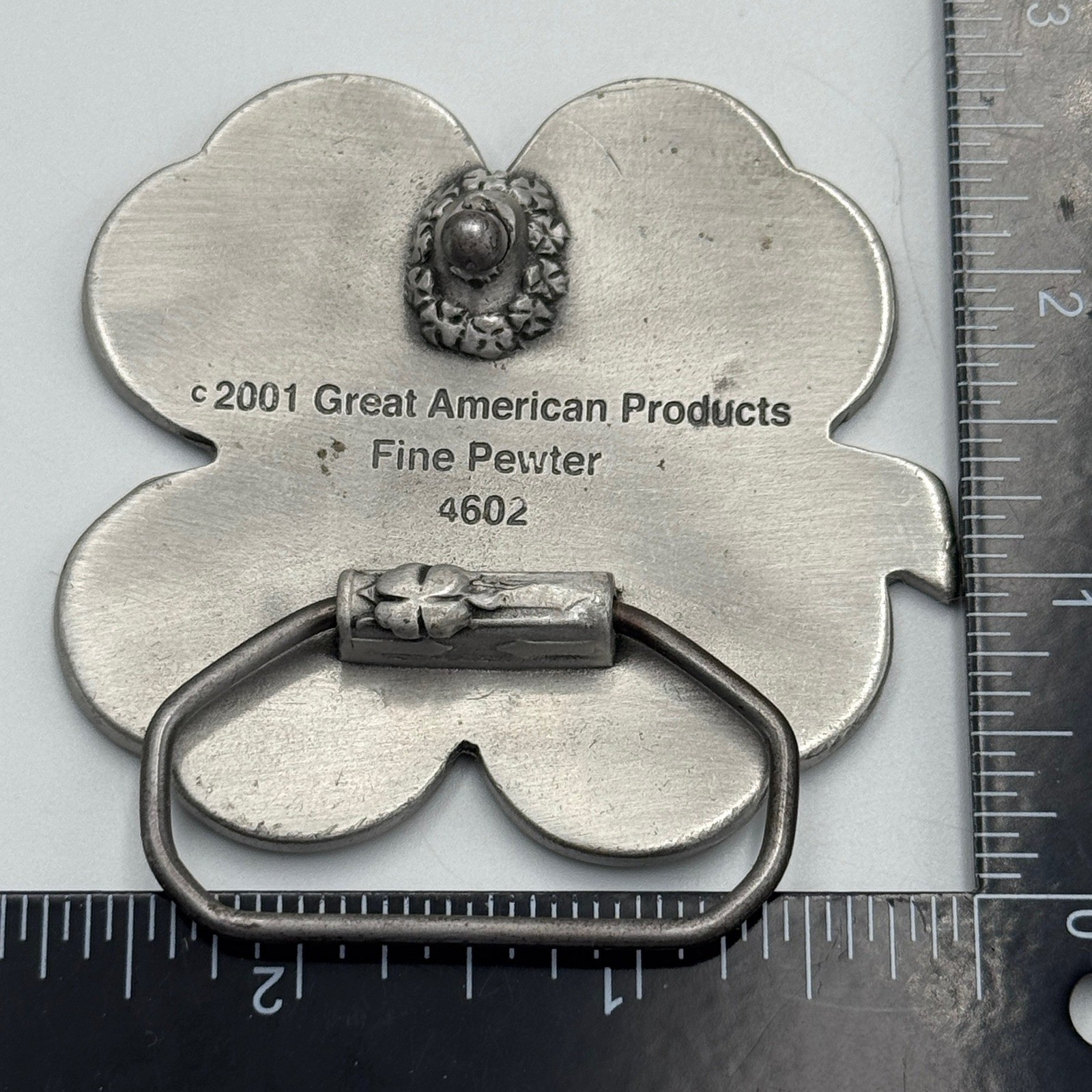 Great American Products 2001 Green Four Leaf Clover Fine Pewter Belt Buckle 4602