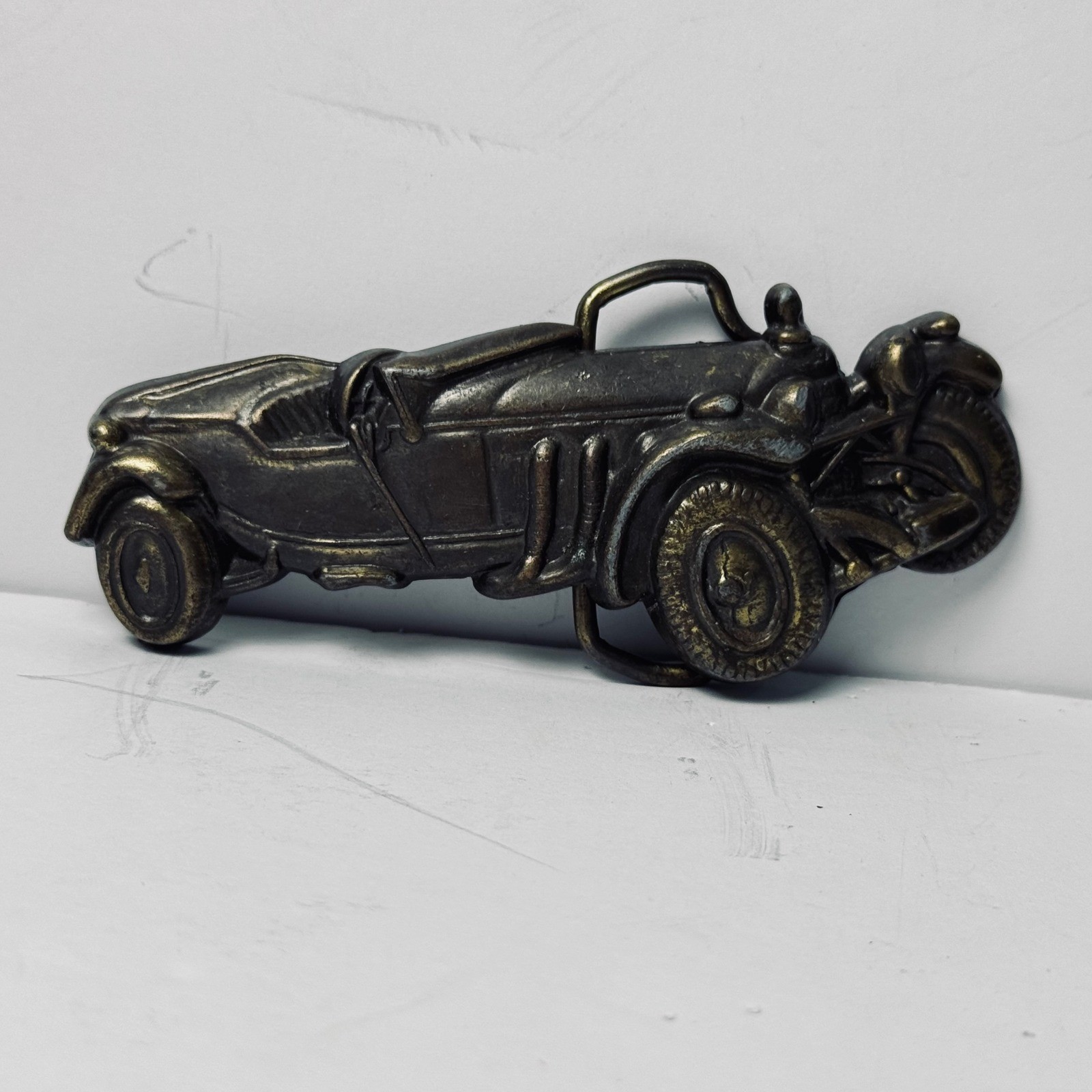 Vintage Antique Mercedes Benz SSK Cabrioler Roadster Car Belt Buckle Brass
