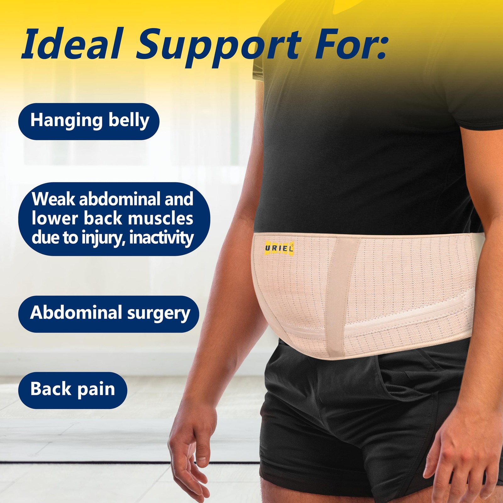 URIEL Abdominal Belt for Hanging Belly – X-Large (Pack of 1), Nude