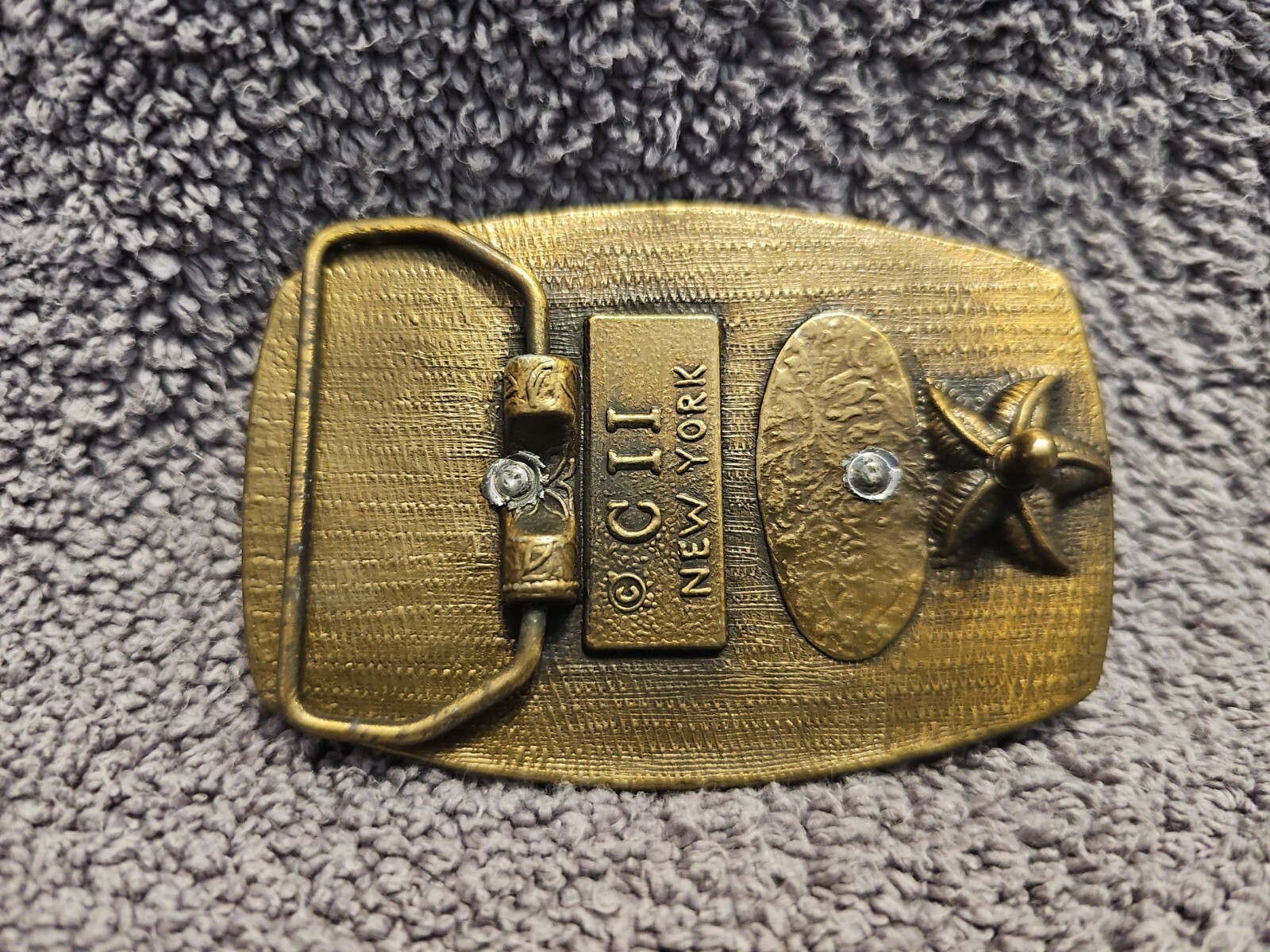 Train Railroad Belt Buckle Orange Brass Cii New York Vintage – DEBLOT