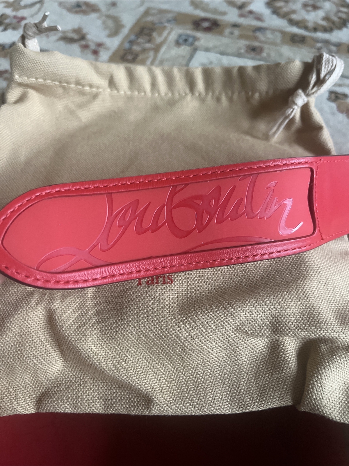 Christian Louboutin LOUBI Logo Spike Studded Leather Belt Red $670