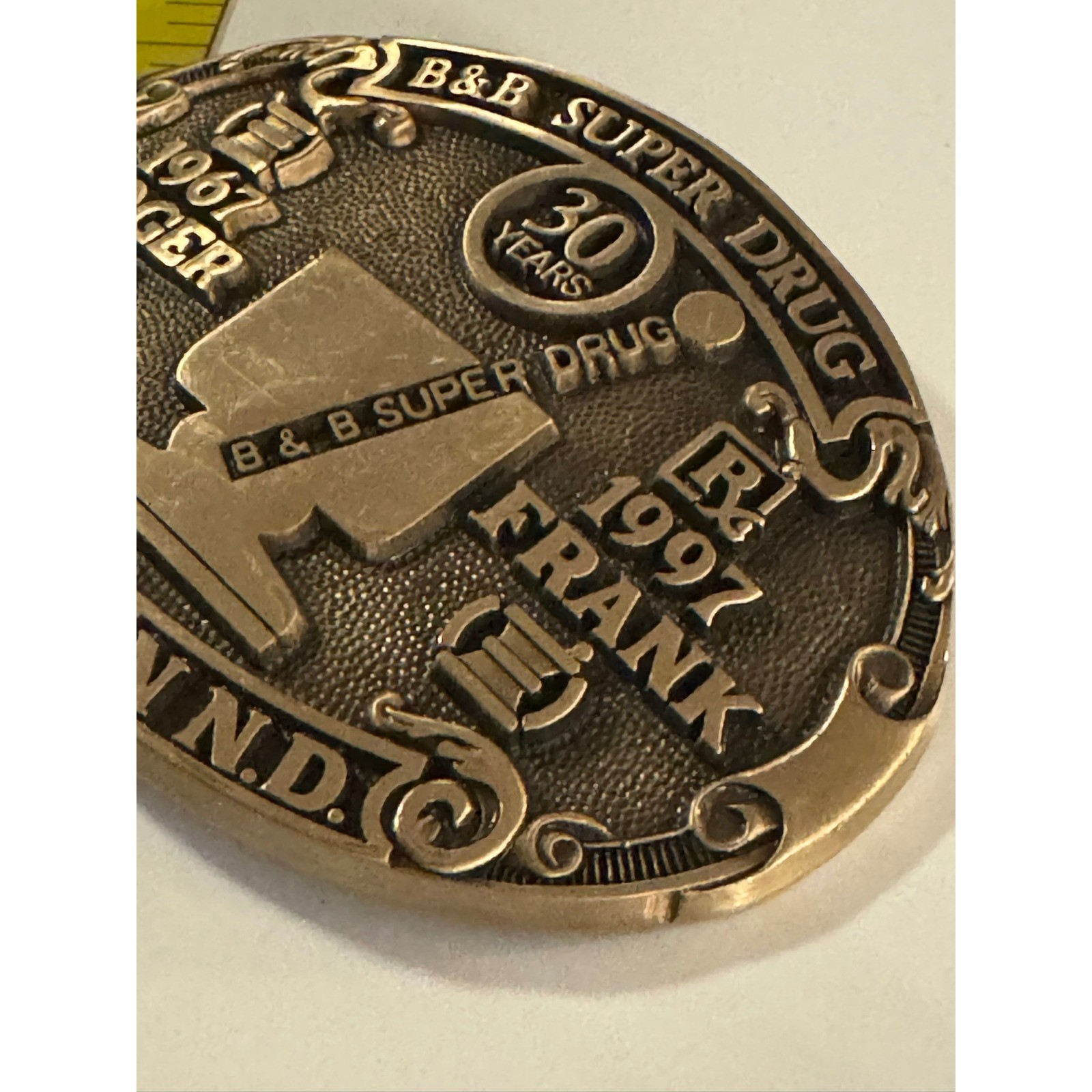 Vintage B&B Super Drug 30 Years Williston ND Belt Buckle 1967-1997 Pharmacy